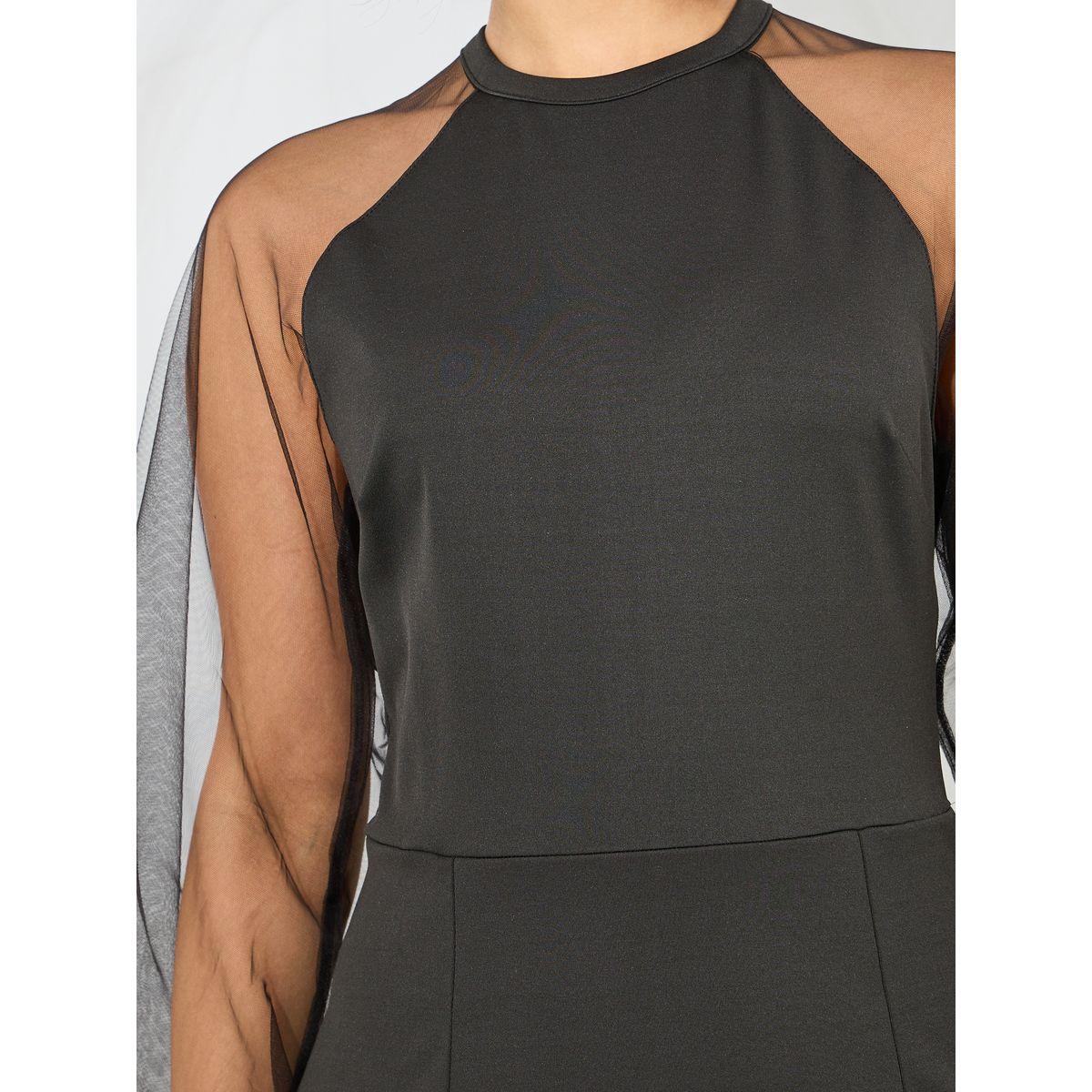 Styli Sheer Mesh Sleeves Bodycon Midi Dress with Side Slit-women-clothing-dresses-image-3