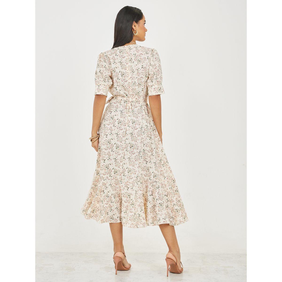 فستان ميدي بطبعة زهور واربطة-women-clothing-dresses-image-4