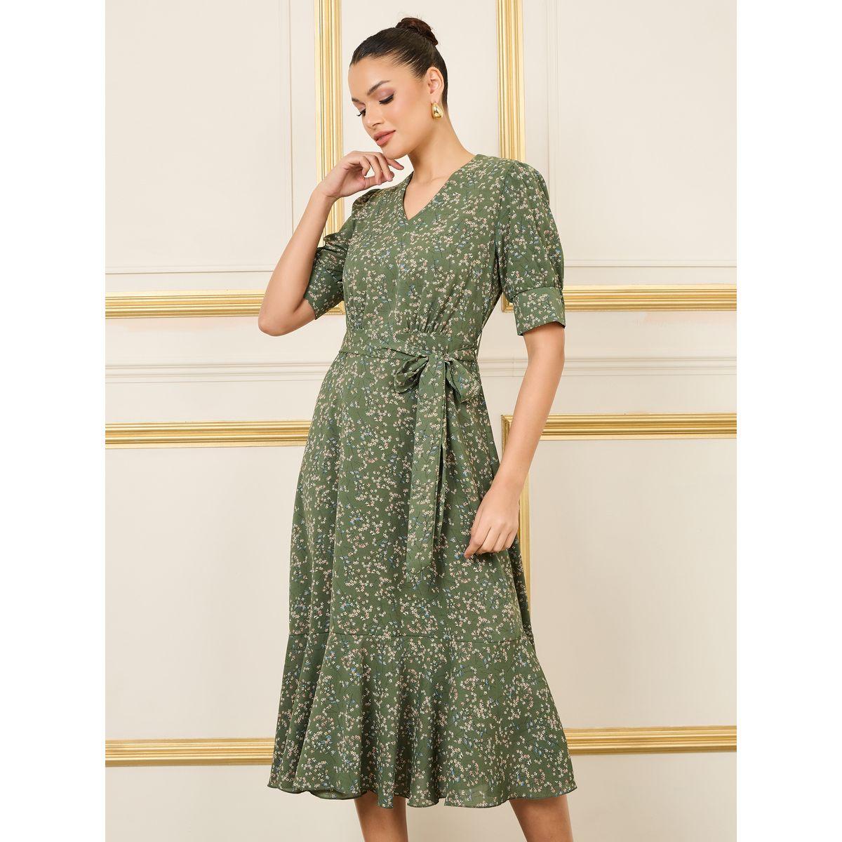 فستان ميدي بطبعة زهور واربطة-women-clothing-dresses-image-2