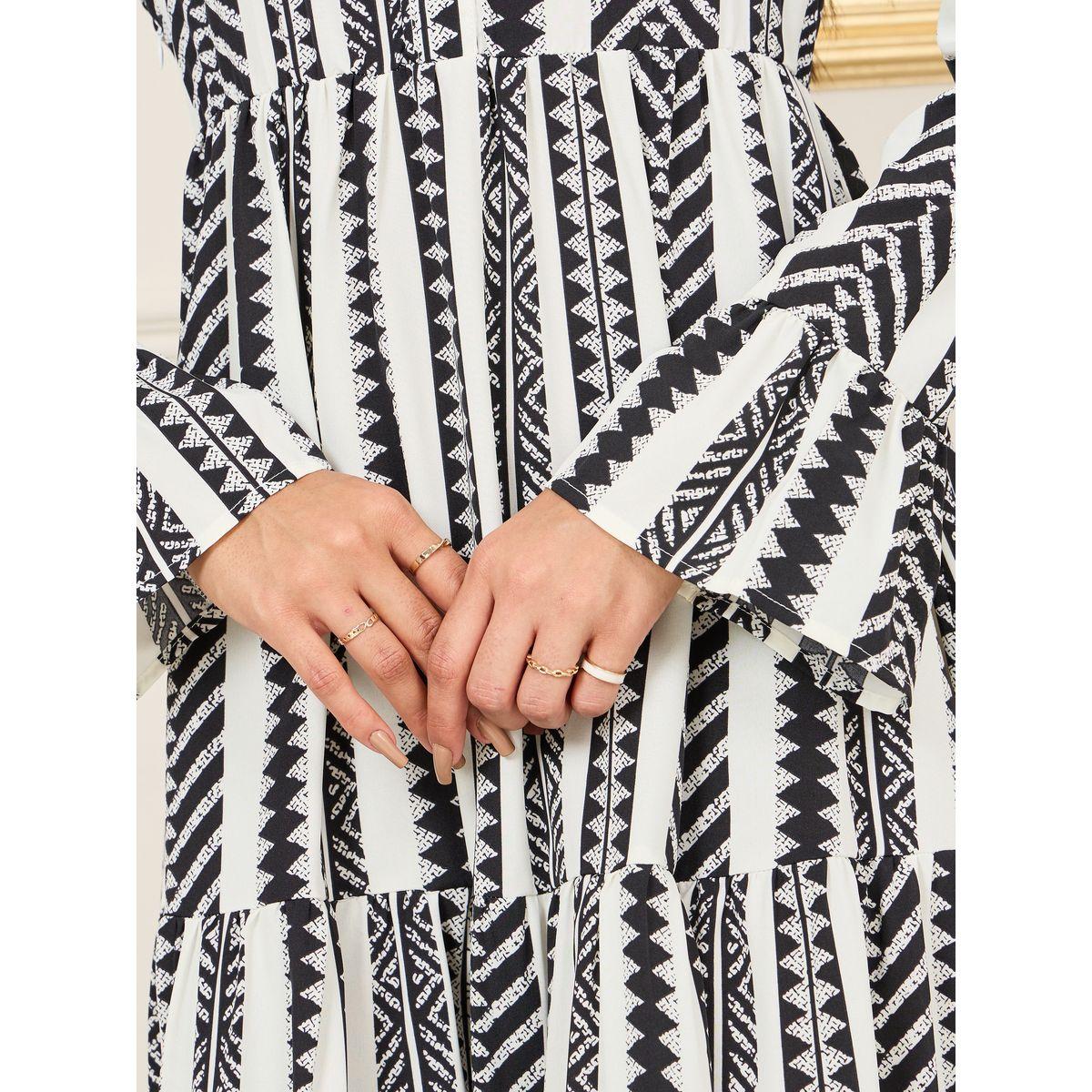 Styli Aztec Print Tiered Midi Dress-women-clothing-dresses-image-3