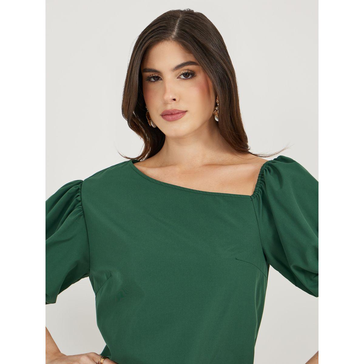 فستان طويل بأكمام منفوخة وتفاصيل غير متماثلة-women-clothing-dresses-image-4
