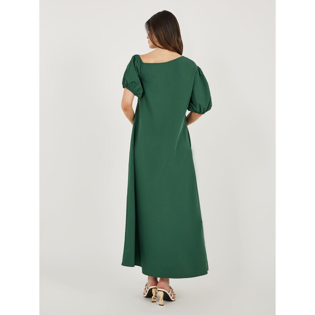 فستان طويل بأكمام منفوخة وتفاصيل غير متماثلة-women-clothing-dresses-image-5