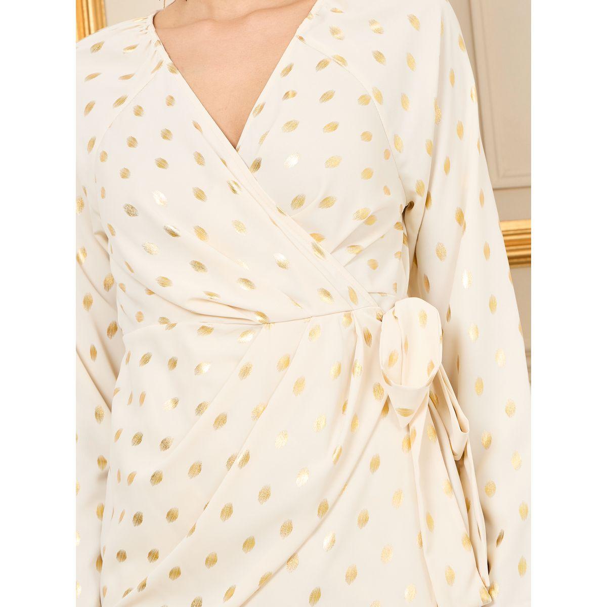 فستان ميدي بنمط لف وطبعة فويل-women-clothing-dresses-image-3