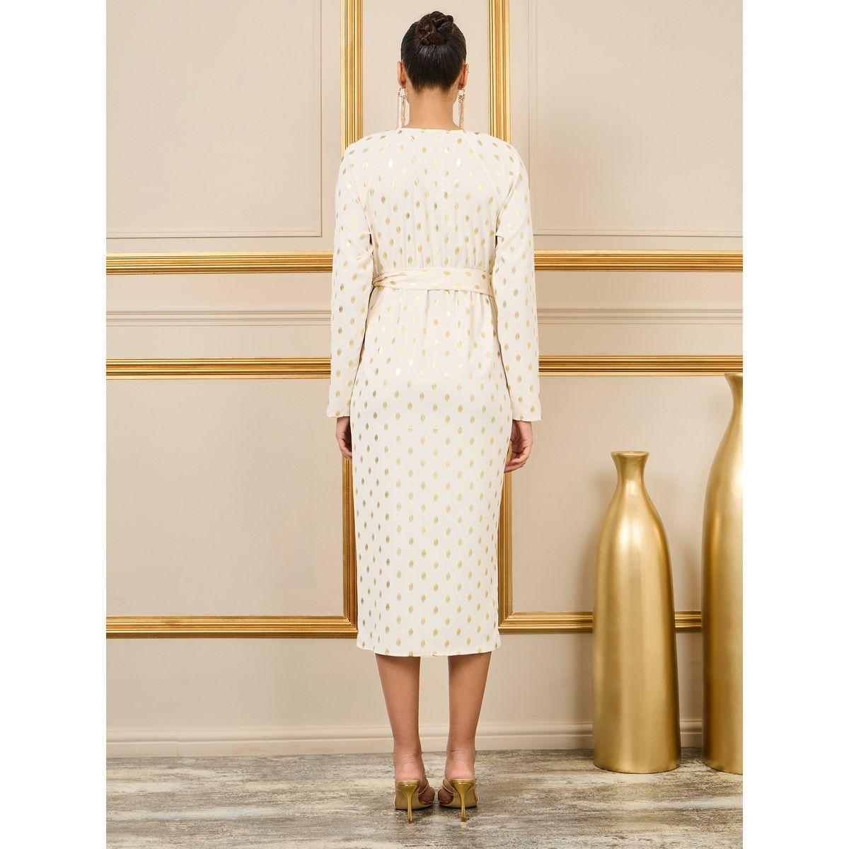 فستان ميدي بنمط لف وطبعة فويل-women-clothing-dresses-image-4