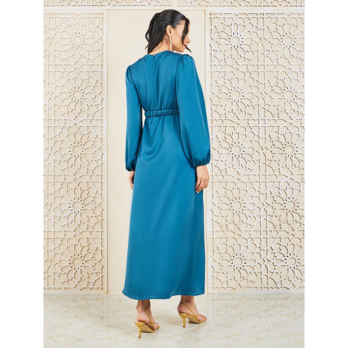 فستان طويل بحافة واسعة وحزام خصر-women-clothing-dresses-image-4
