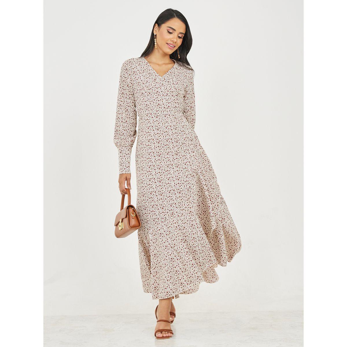 Styli Floral Ditsy Print Wrap Maxi Dress-women-clothing-dresses-image-1