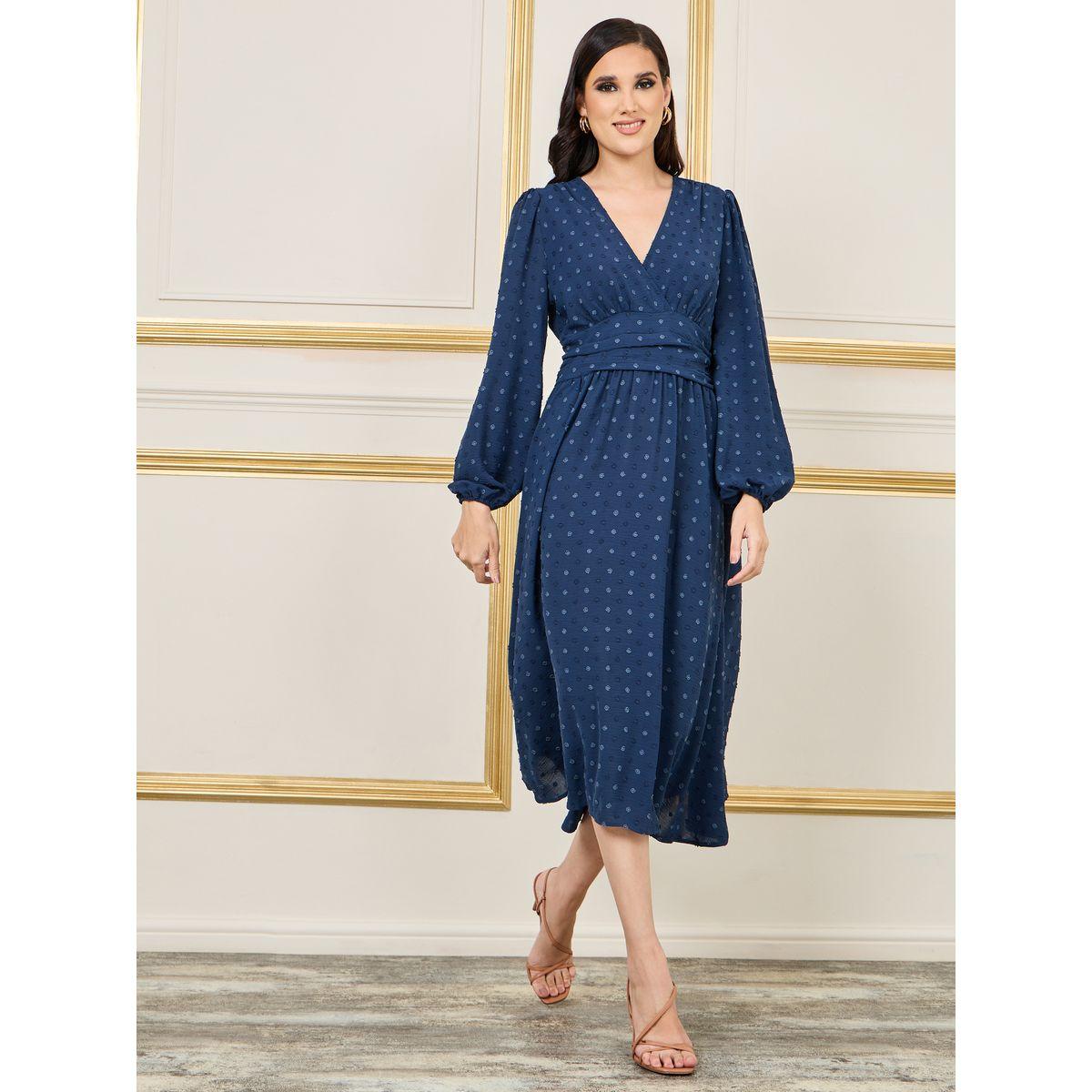 فستان ميدي بكسرات وتفاصيل مُطرّزة-women-clothing-dresses-image-1