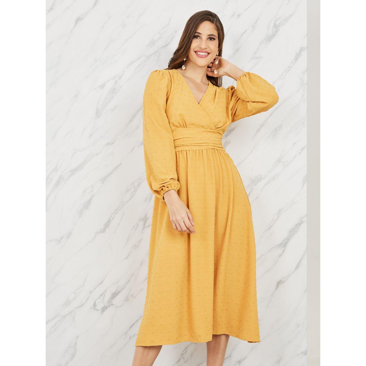 فستان ميدي بكسرات ومزخرف بخيوط-women-clothing-dresses-image-2