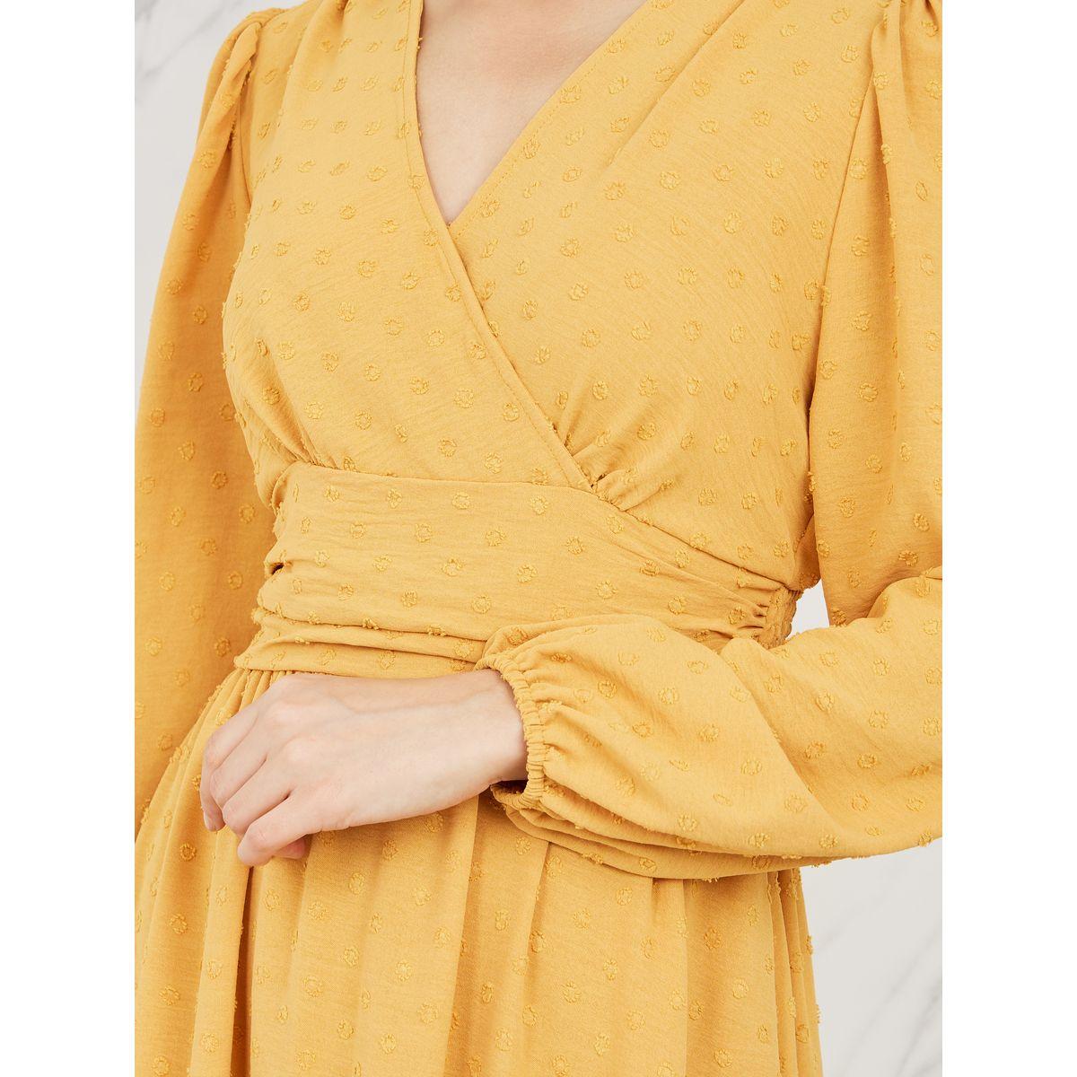 فستان ميدي بكسرات ومزخرف بخيوط-women-clothing-dresses-image-3