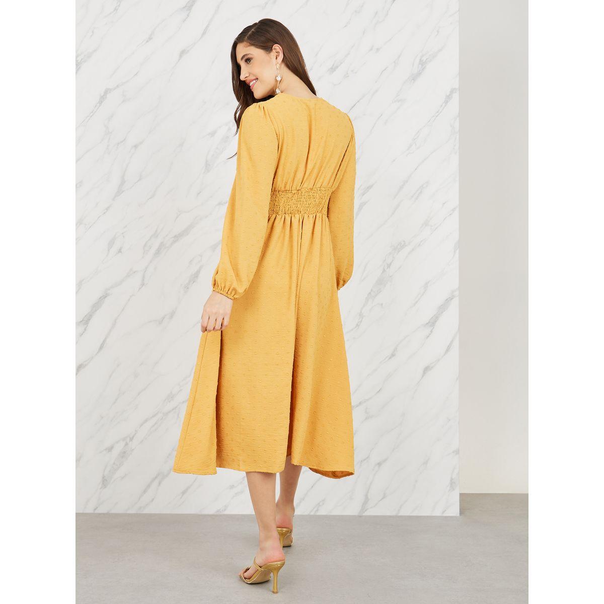 فستان ميدي بكسرات ومزخرف بخيوط-women-clothing-dresses-image-4
