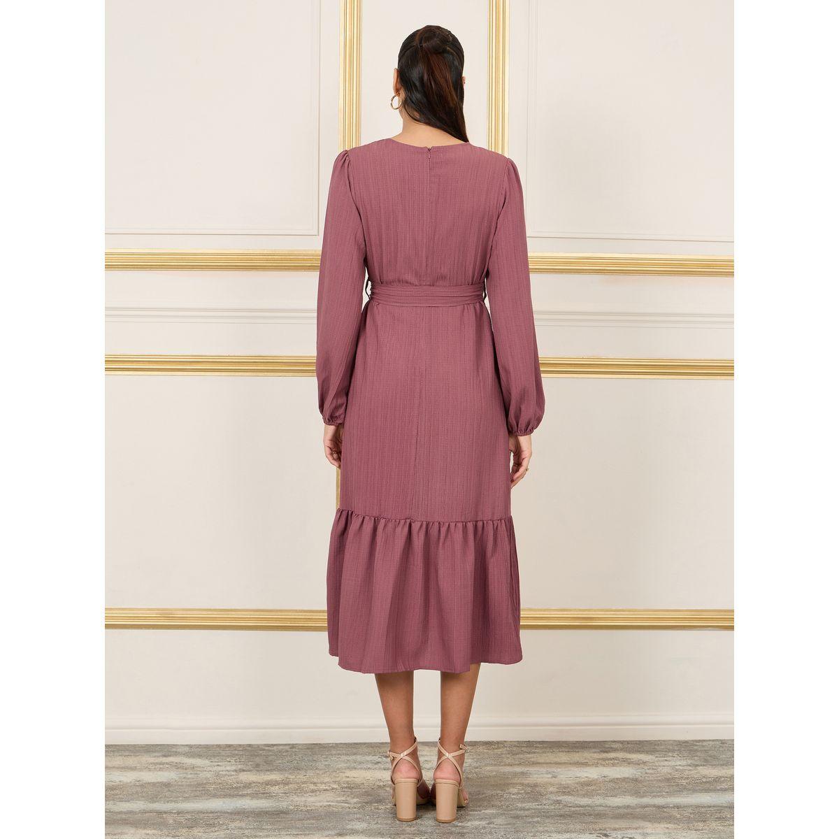 فستان ميدي بتفاصيل بارزة الملمس واربطة-women-clothing-dresses-image-4