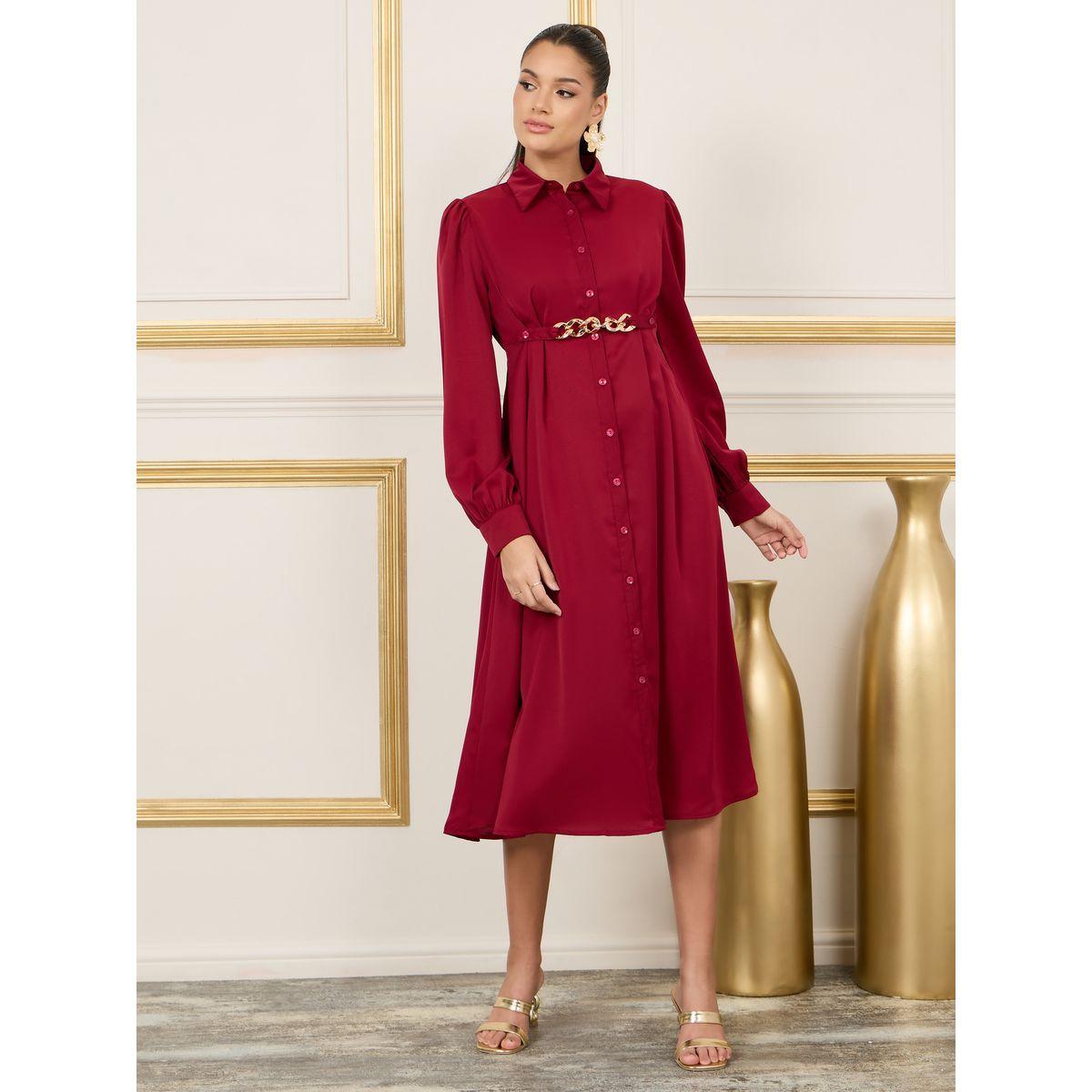 فستان ميدي بتفاصيل حلية قابلة للفصل-women-clothing-dresses-image-1