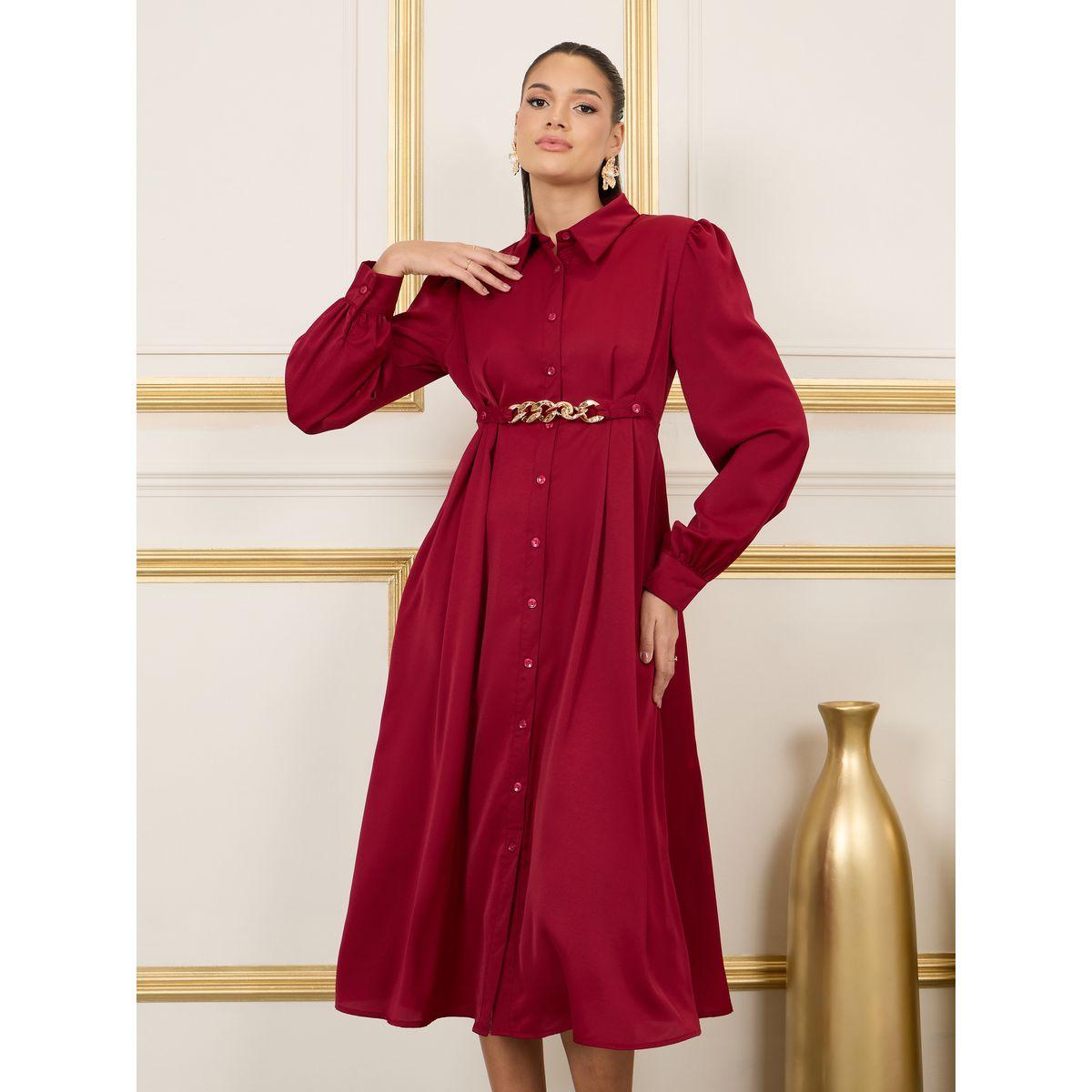 فستان ميدي بتفاصيل حلية قابلة للفصل-women-clothing-dresses-image-2
