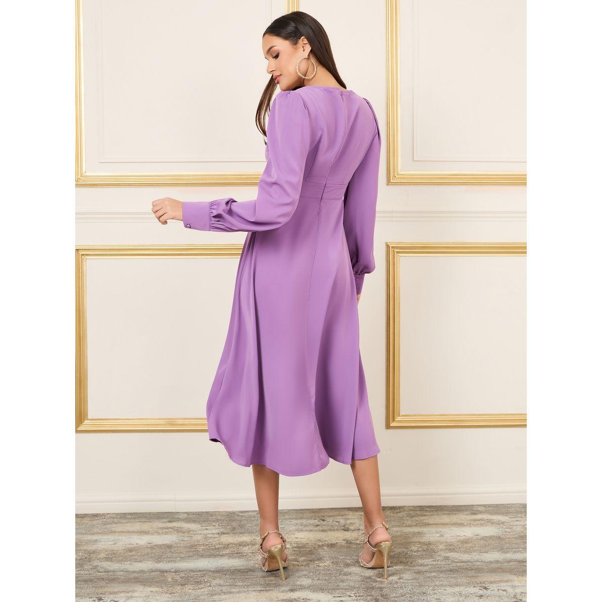 Styli Bishop Sleeves Square Neck A-Line Midi Dress-women-clothing-dresses-image-4