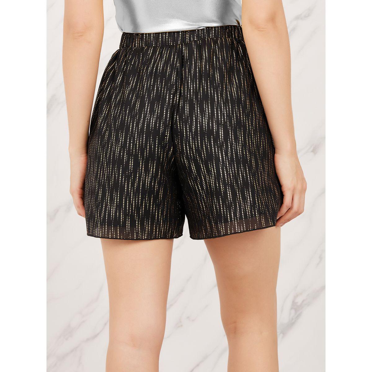 قصير عالي الارتفاع بطباعة ستيلي فويل-women-clothing-bottoms-shorts-image-4