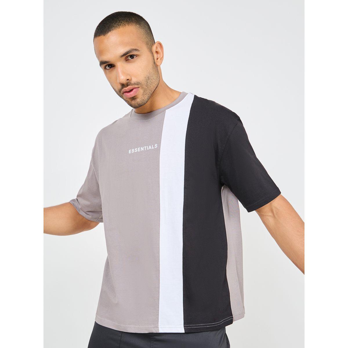 Styli Oversized Essential Print Colorblock T-shirt-men-clothing-tshirtsandpolos-tshirts-image-1