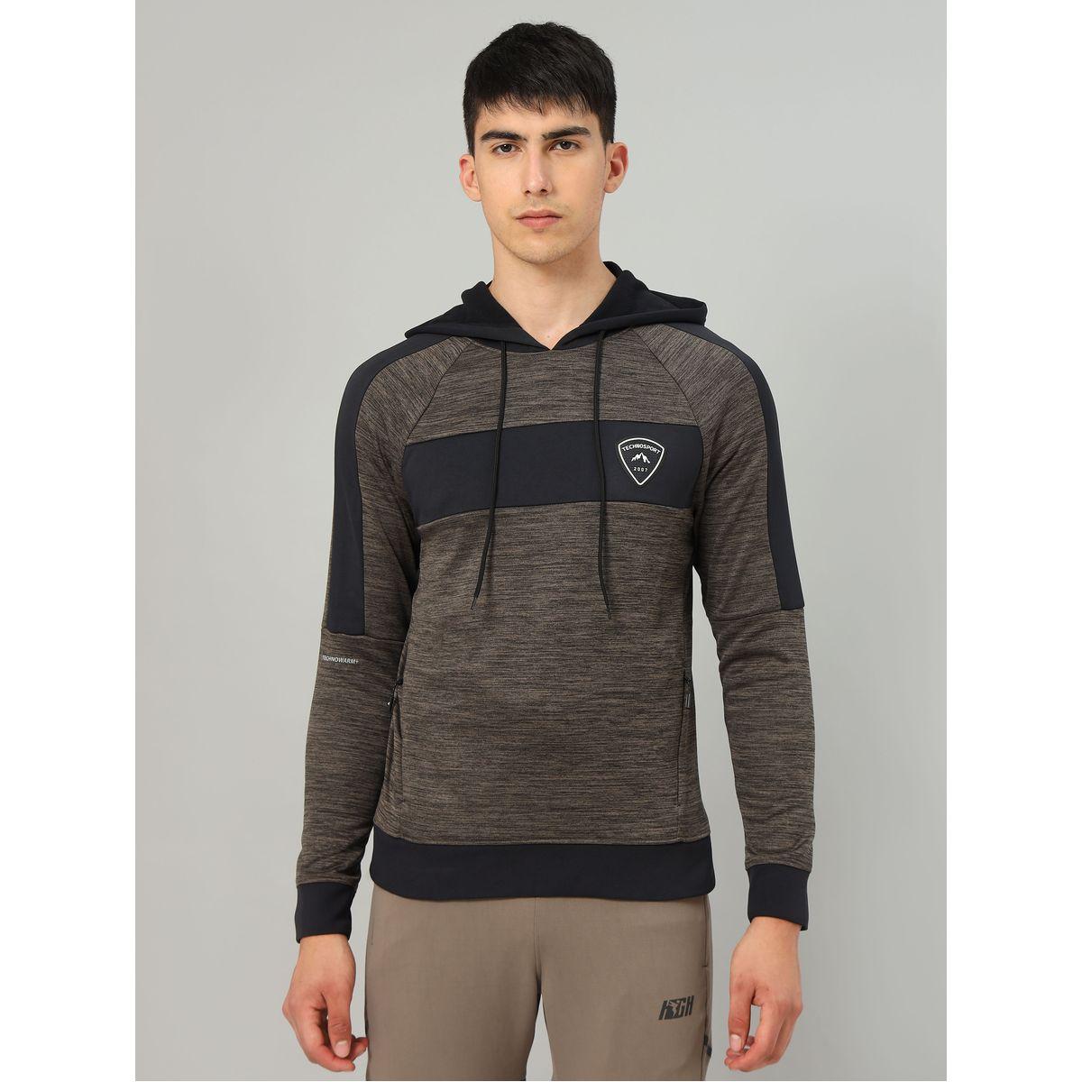 Technosport X Styli Contrast Panel Melange Fleece Jacket with Hood-men-clothing-sportswearandactivewear-hoodiesandsweatshirts-image-1