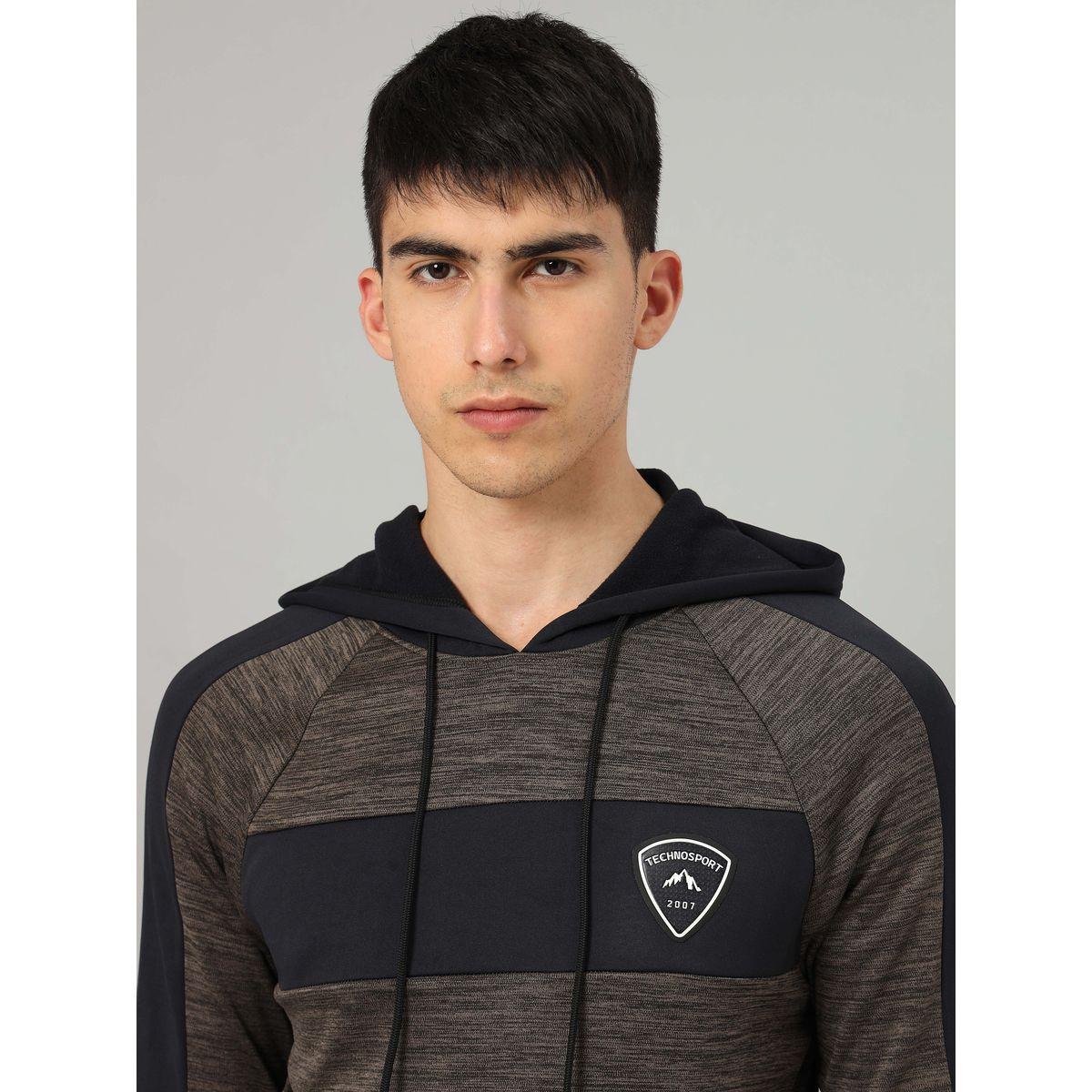 Technosport X Styli Contrast Panel Melange Fleece Jacket with Hood-men-clothing-sportswearandactivewear-hoodiesandsweatshirts-image-4