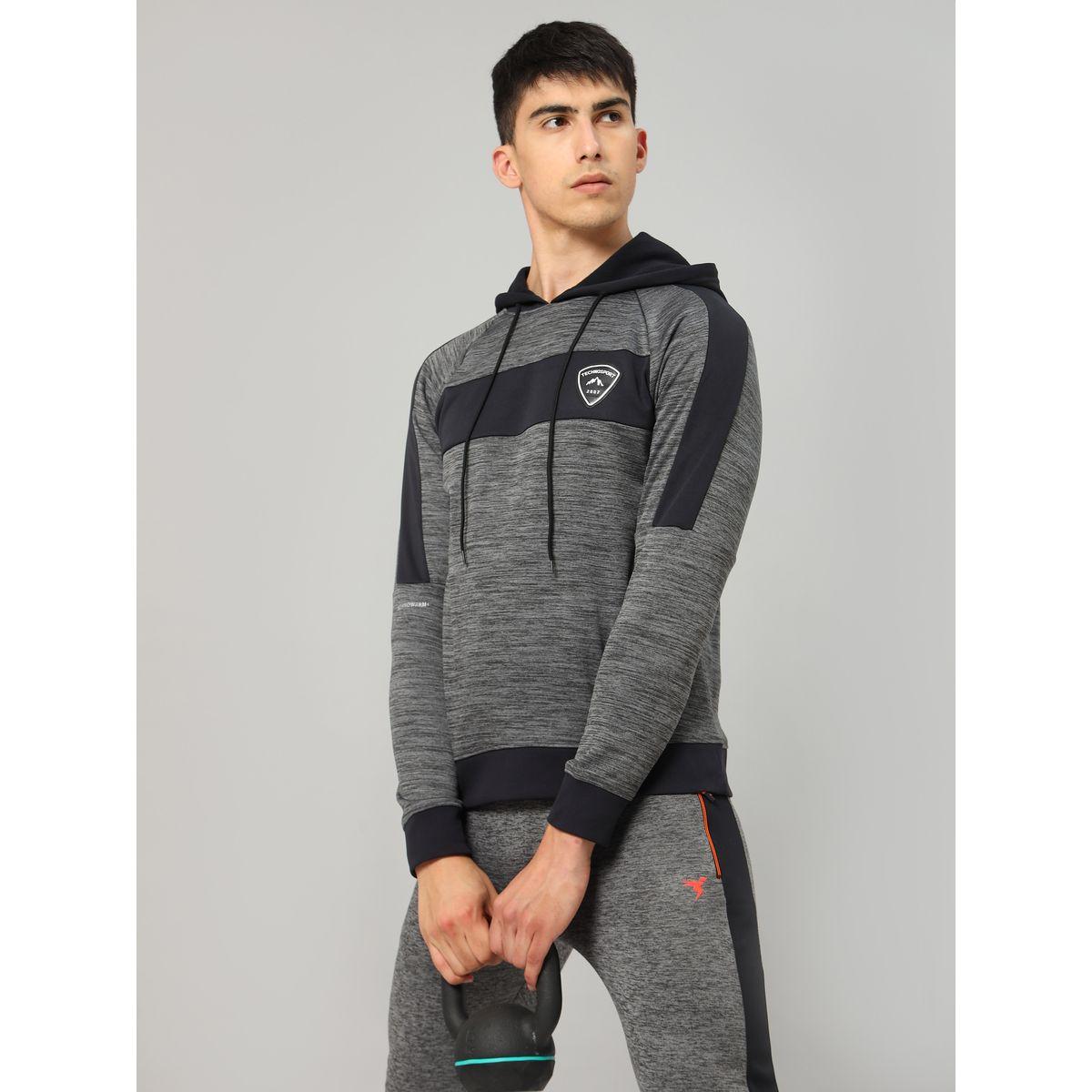 Technosport X Styli Contrast Panel Melange Fleece Jacket with Hood-men-clothing-sportswearandactivewear-hoodiesandsweatshirts-image-2
