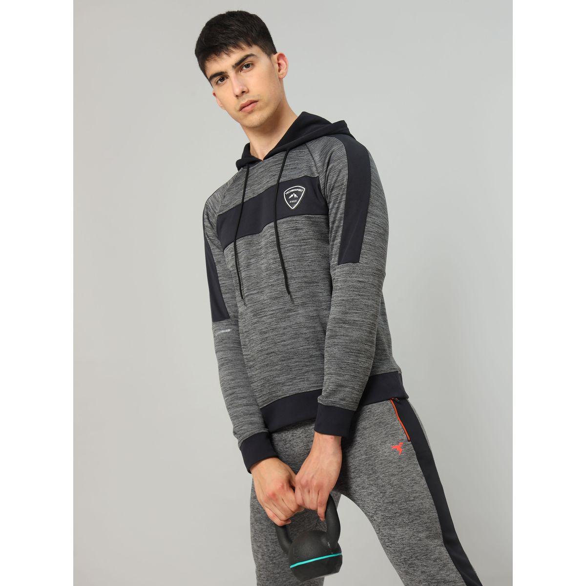 Technosport X Styli Contrast Panel Melange Fleece Jacket with Hood-men-clothing-sportswearandactivewear-hoodiesandsweatshirts-image-3