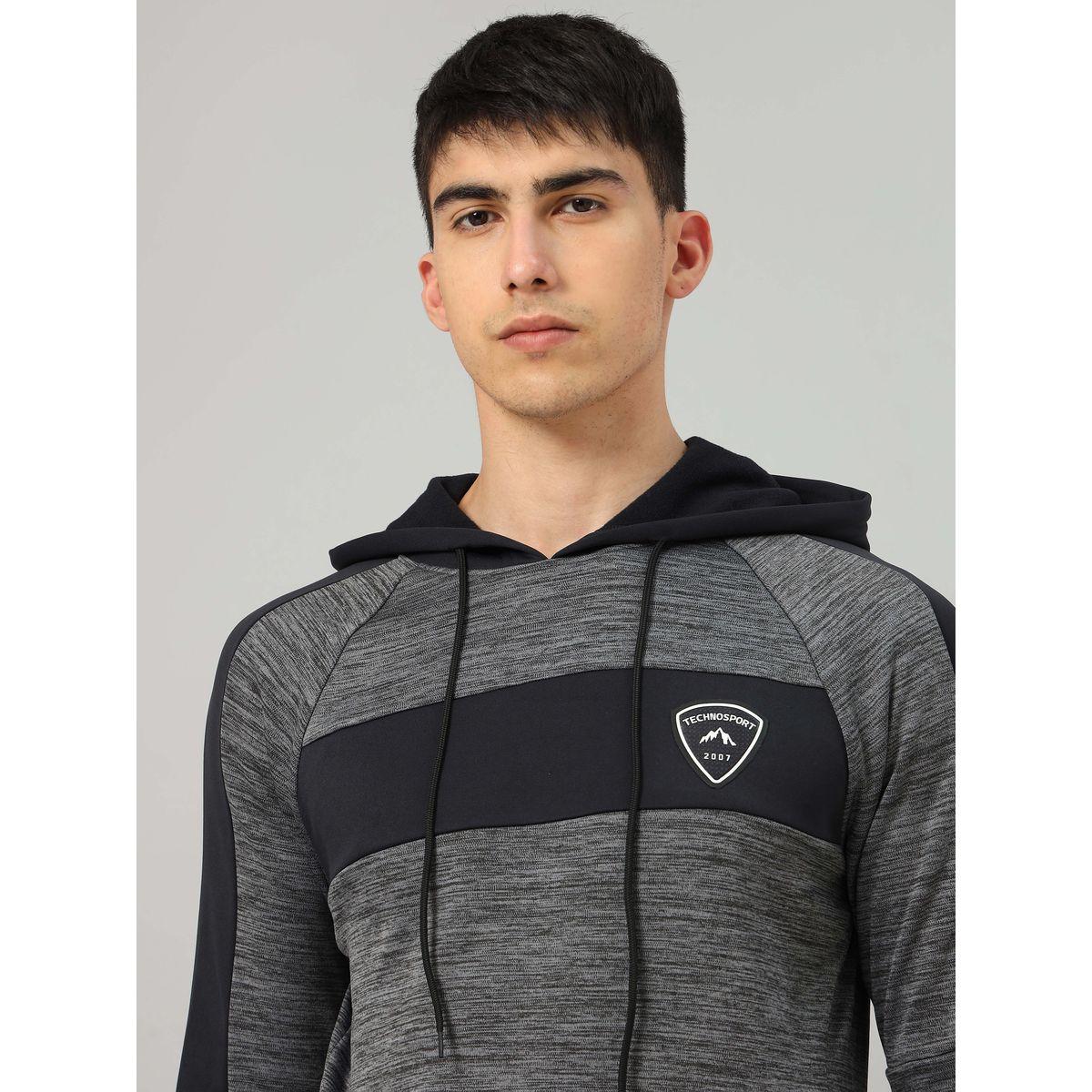 Technosport X Styli Contrast Panel Melange Fleece Jacket with Hood-men-clothing-sportswearandactivewear-hoodiesandsweatshirts-image-4