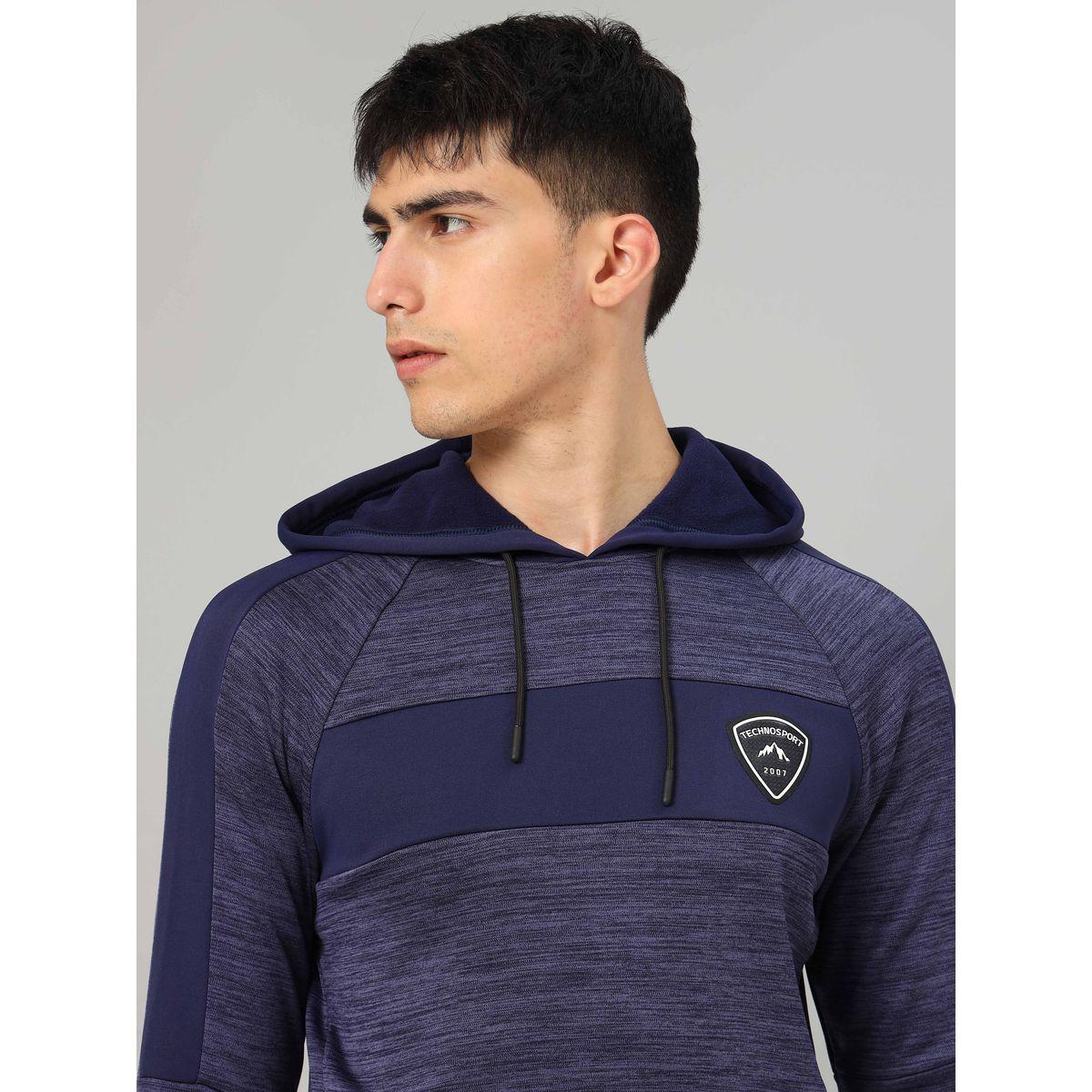 Technosport X Styli Contrast Panel Melange Fleece Jacket with Hood-men-clothing-sportswearandactivewear-hoodiesandsweatshirts-image-1