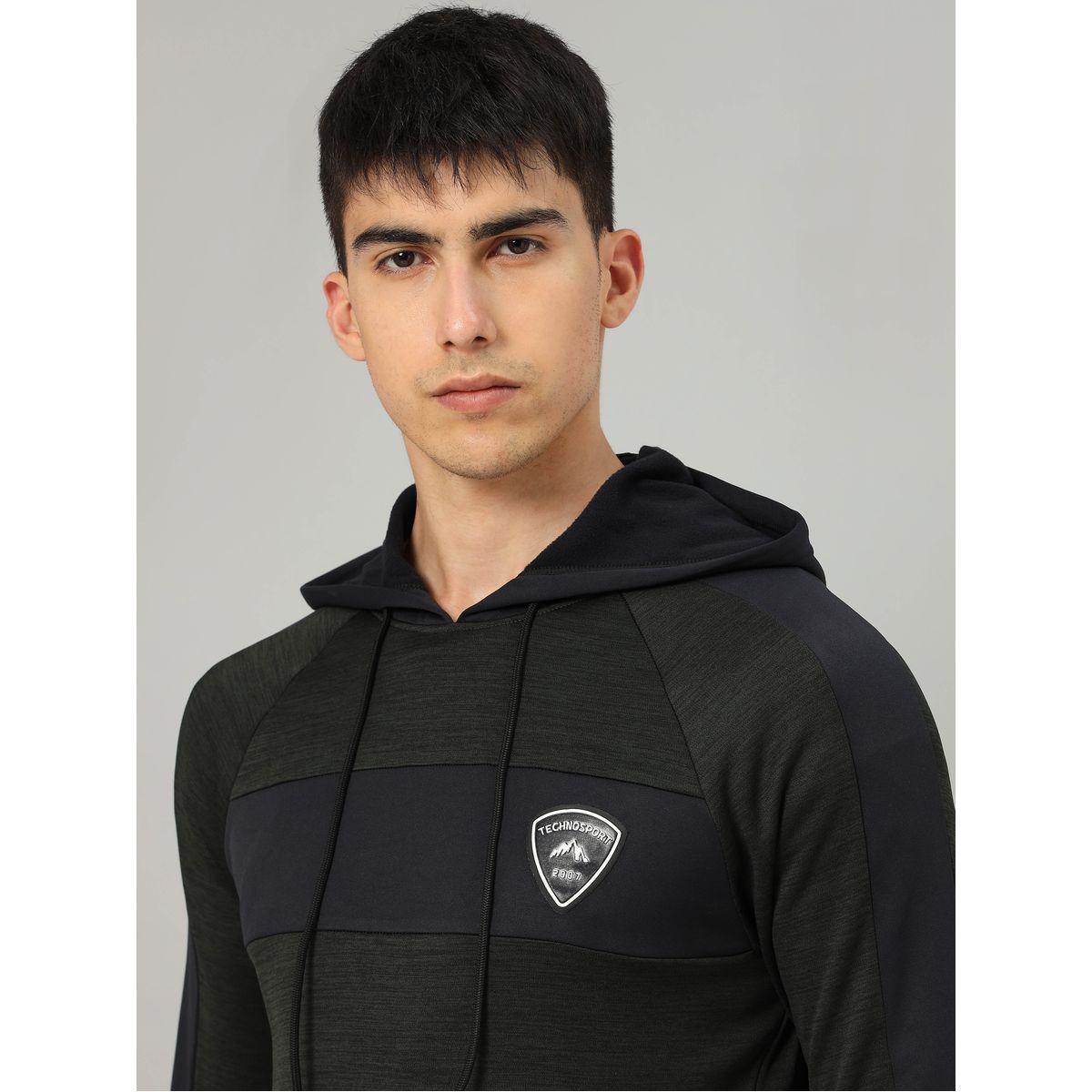 Technosport X Styli Contrast Panel Melange Fleece Jacket with Hood-men-clothing-sportswearandactivewear-hoodiesandsweatshirts-image-3