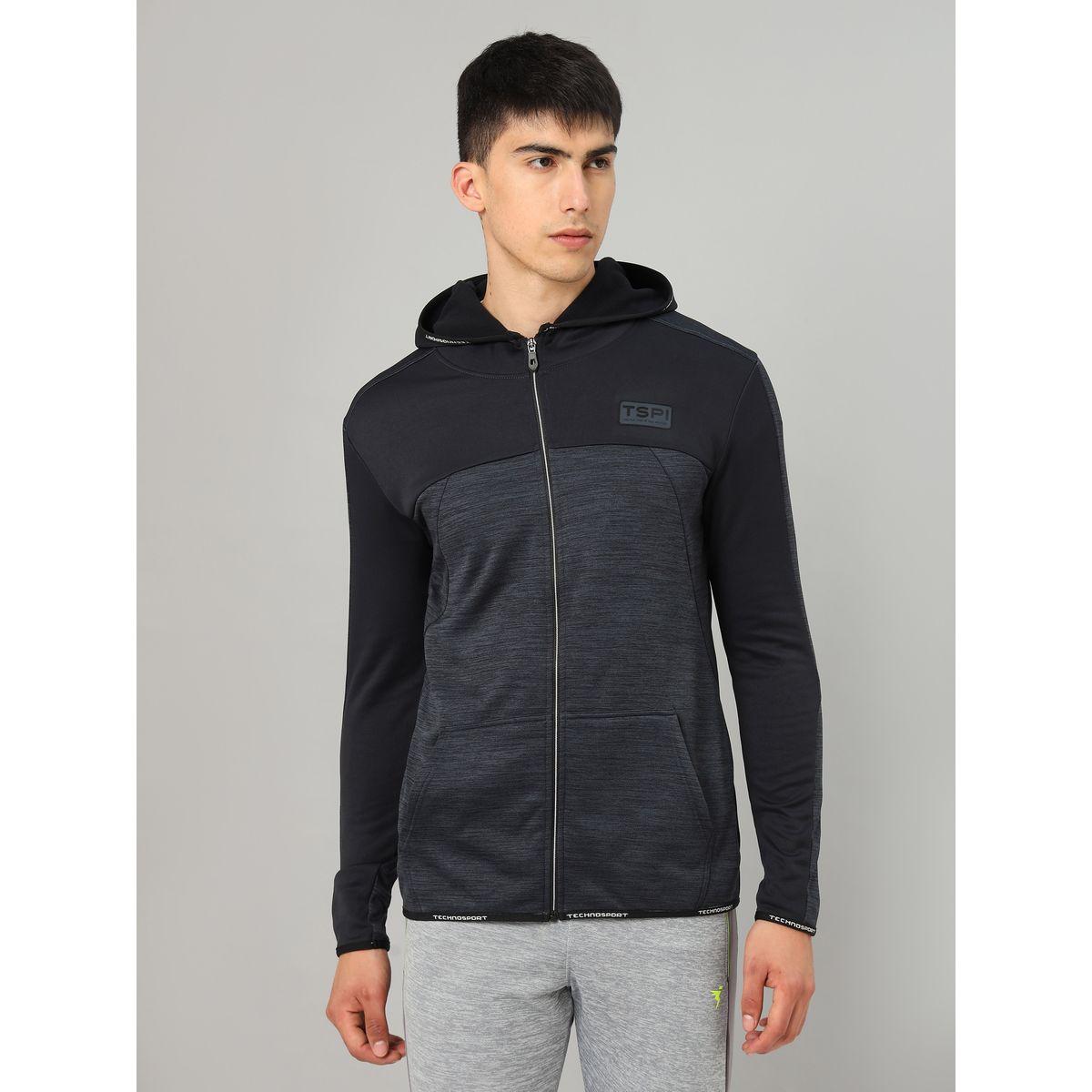 Technosport X Styli Colorblock Melange Fleece Jacket with Hood-men-clothing-jacketsandblazers-jackets-image-1