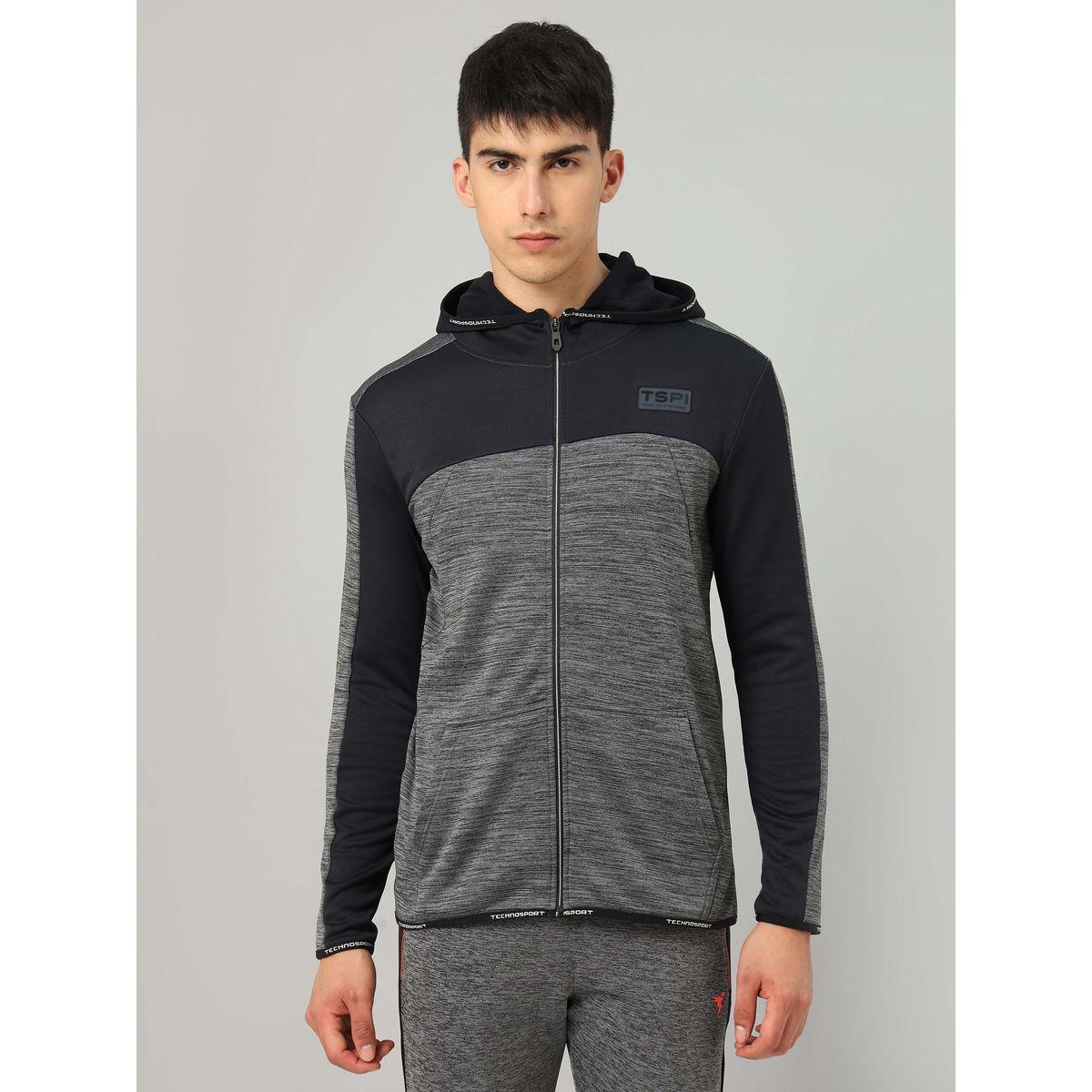 Technosport X Styli Colorblock Melange Fleece Jacket with Hood-men-clothing-jacketsandblazers-jackets-image-1