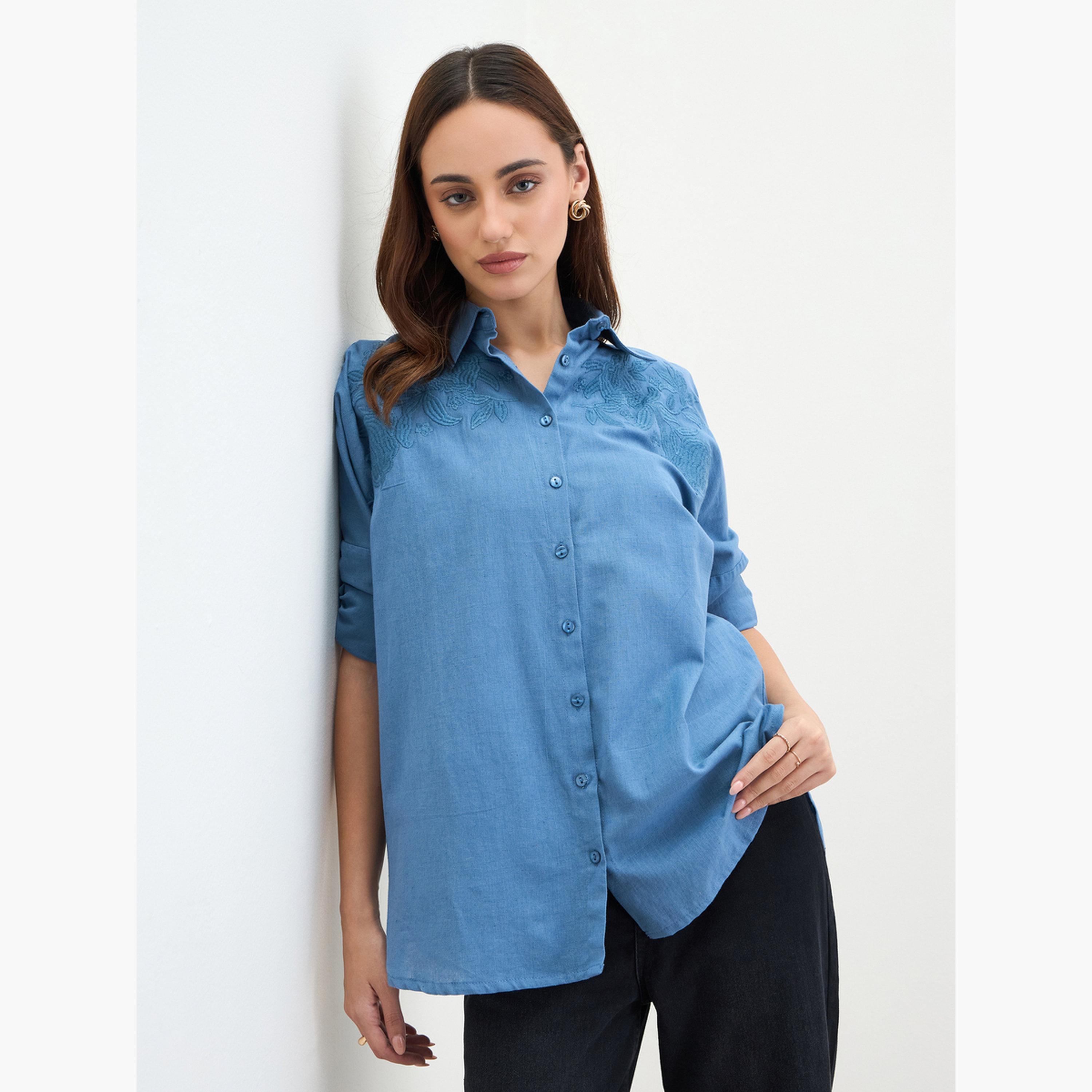 طقم من بلوزة تويد وتنورة-women-clothing-shirtsandblouses-shirts-image-3