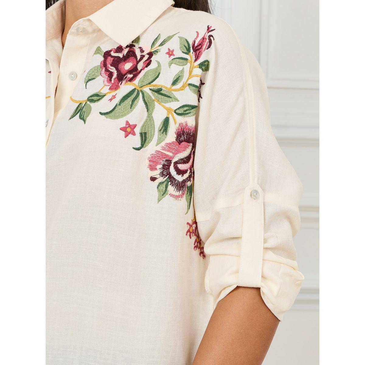 Styli Limited Embroidered Yoke Oversized Longline Shirt-women-clothing-shirtsandblouses-shirts-image-3
