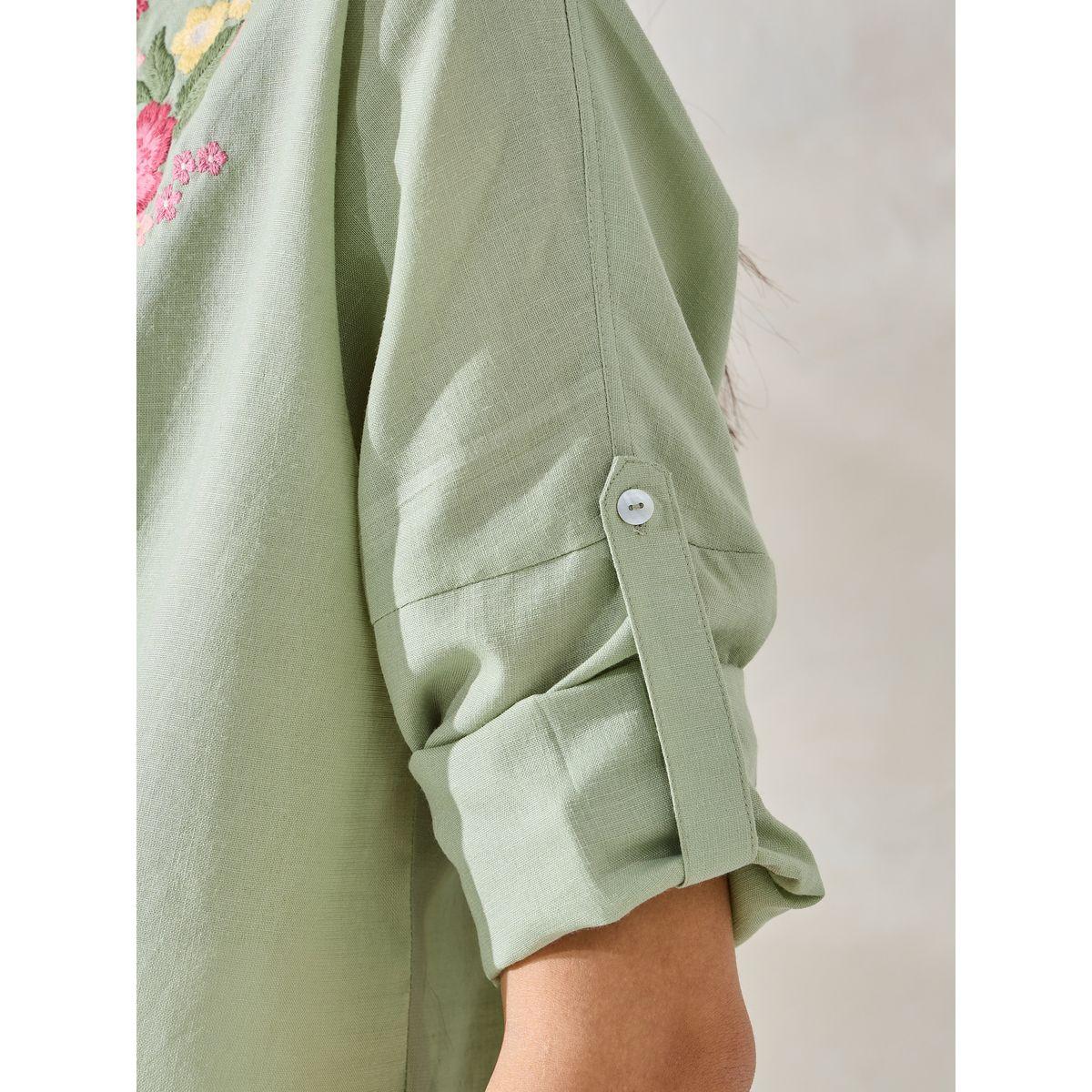 Styli Limited Embroidered Yoke Oversized Shirt with Roll-Up Sleeves-women-clothing-shirtsandblouses-shirts-image-6