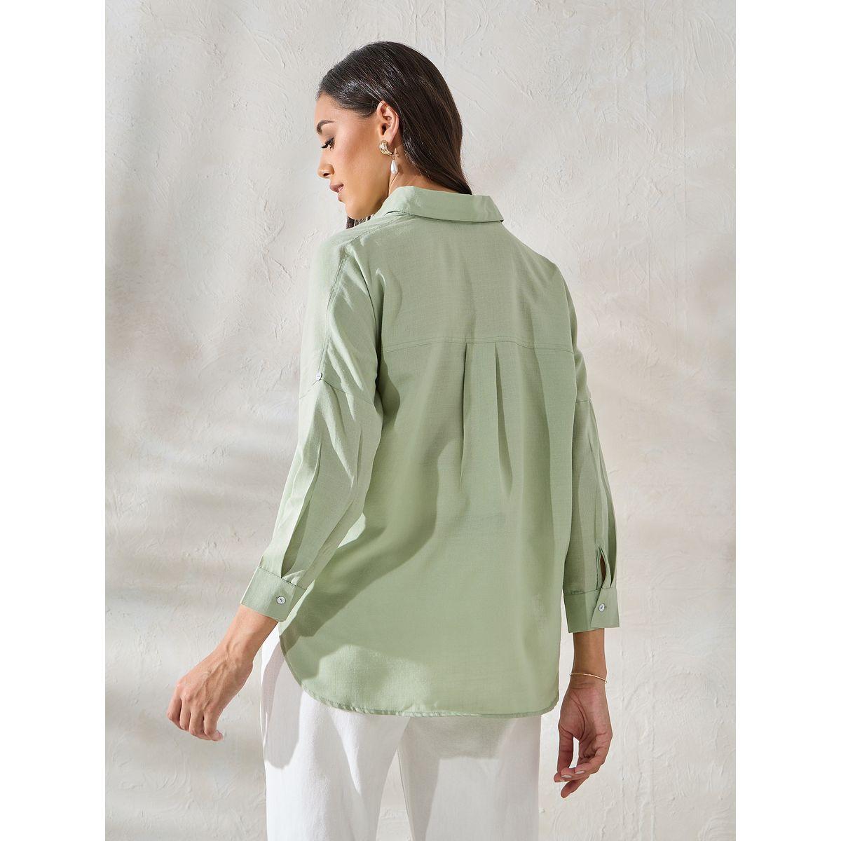 Styli Limited Embroidered Yoke Oversized Shirt with Roll-Up Sleeves-women-clothing-shirtsandblouses-shirts-image-7