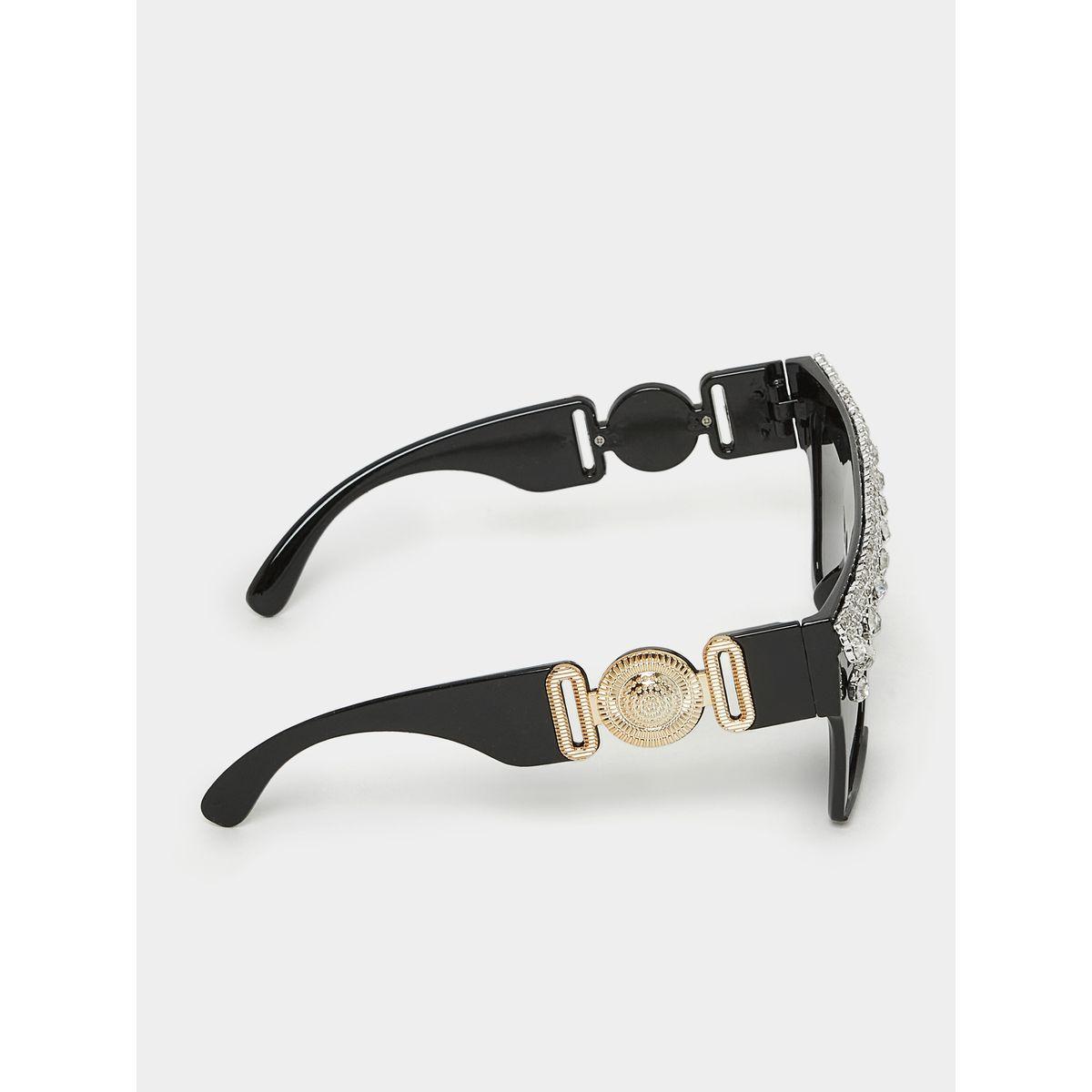 Styli Embellished Square Frame Sunglasses with Metal Temple-women-sunglasses-image-3