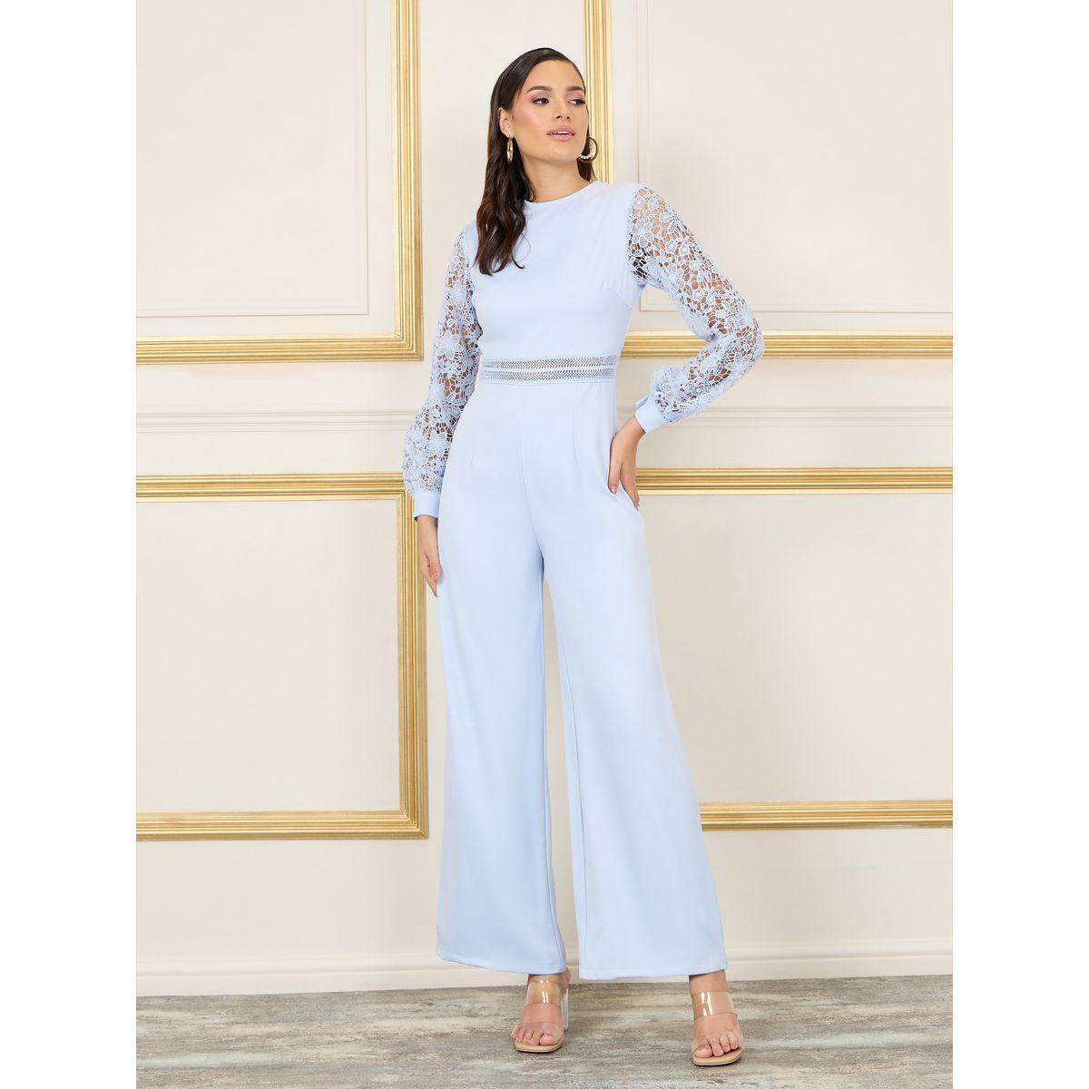 جمبسوت محبوك مع اكمام بتفاصيل دانتيل-women-clothing-jumpsuits-image-1