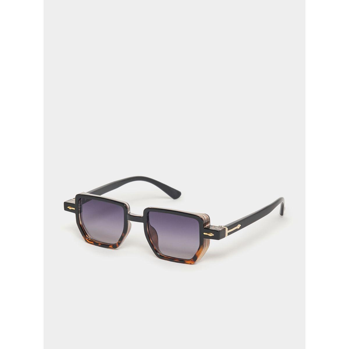 Styli Tortoise Frame Rectangle Sunglasses with Metal Detail Temple-women-sunglasses-image-1