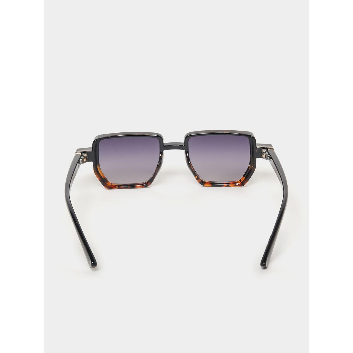 Styli Tortoise Frame Rectangle Sunglasses with Metal Detail Temple-women-sunglasses-image-4