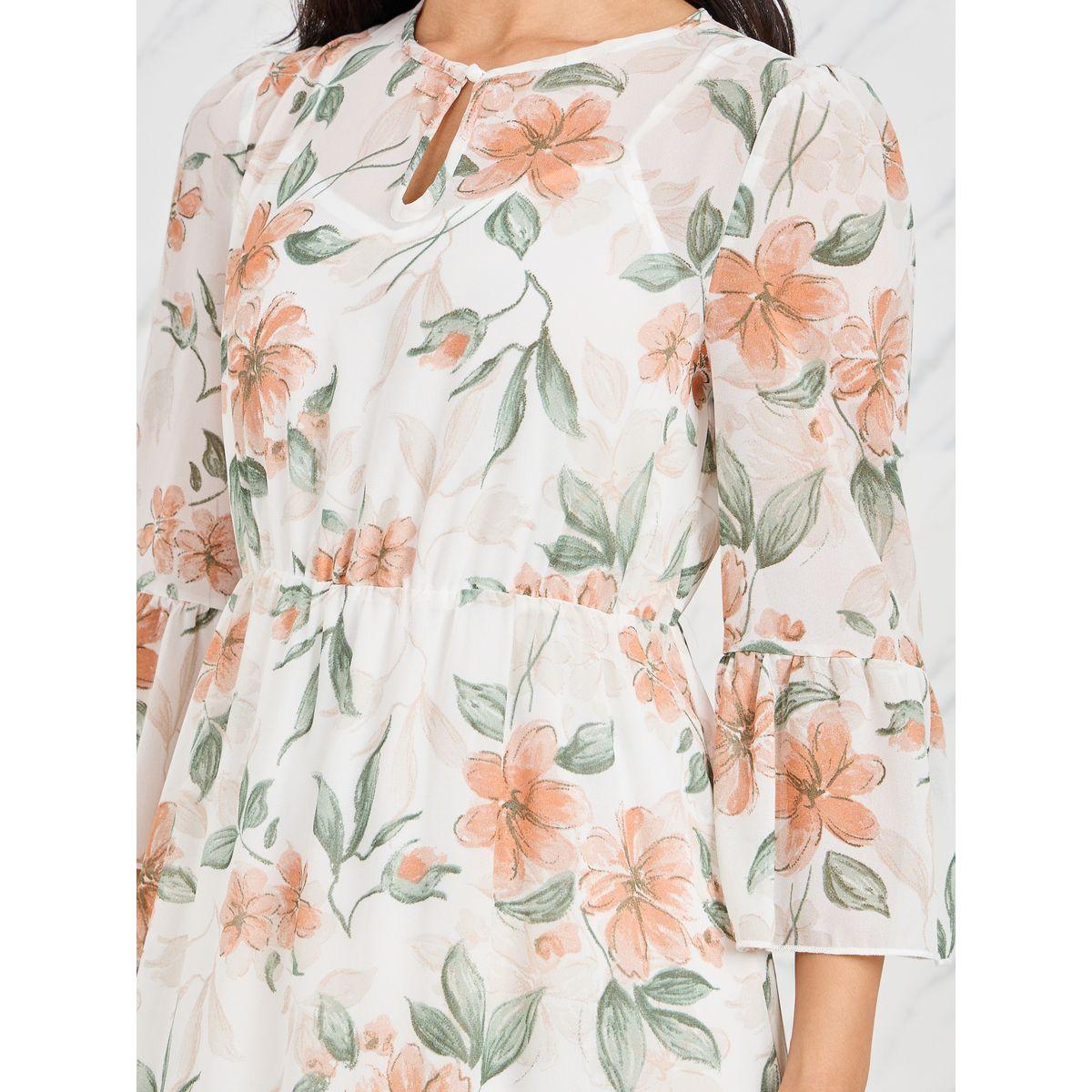 Styli Floral Print Keyhole Neck A-Line Midi Dress-women-clothing-dresses-image-3