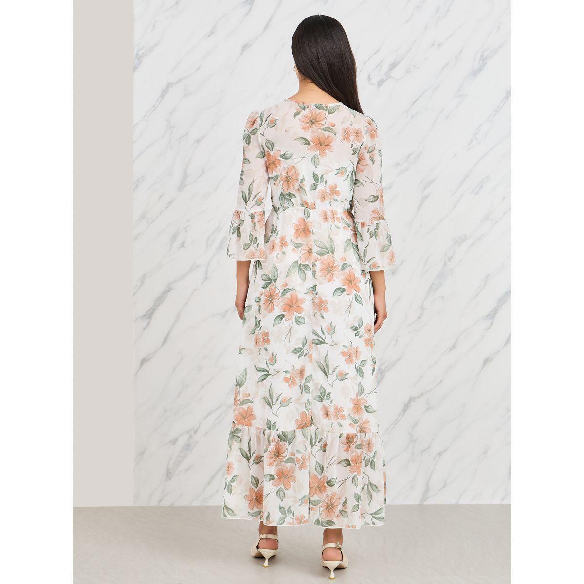 Styli Floral Print Keyhole Neck A-Line Midi Dress-women-clothing-dresses-image-4