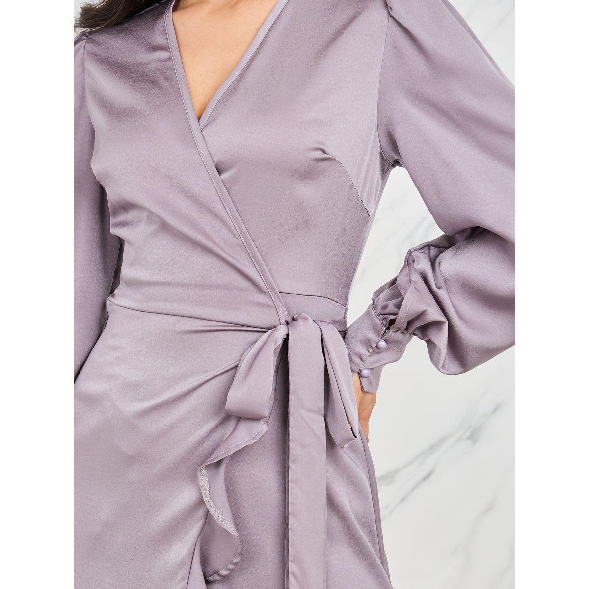 فستان ميدي بنمط لف وحواف كشكش-women-clothing-dresses-image-3