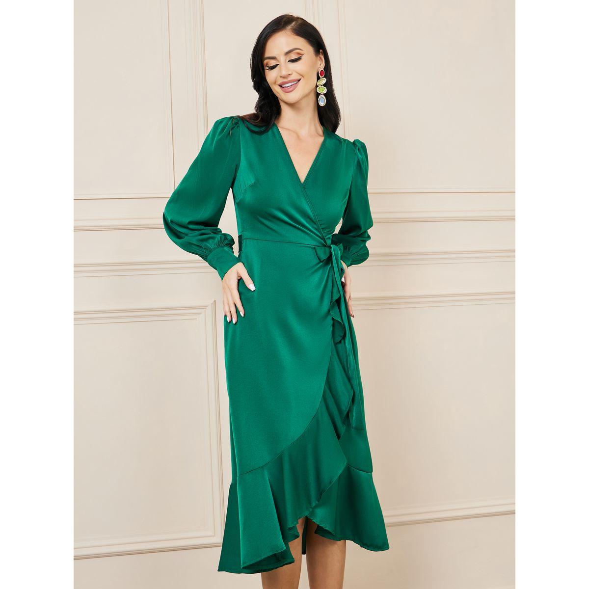 Styli Ruffle Asymmetric Hem Wrap Midi Dress-women-clothing-dresses-image-2