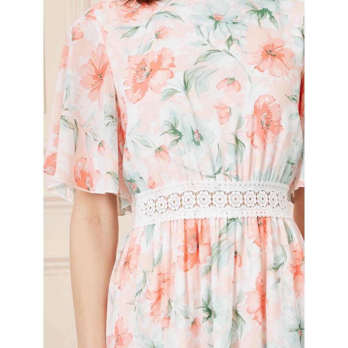 Styli Floral Print Lace Waist Detail A-Line Midi Dress-women-clothing-dresses-image-3