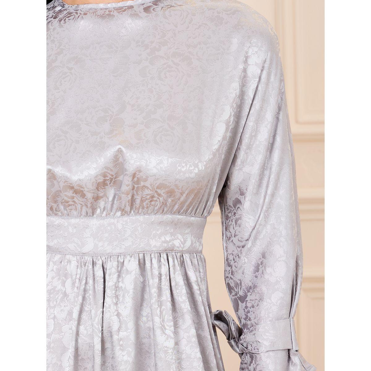 Styli Jacquard Print Tie Up Sleeves A-Line Midi Dress-women-clothing-dresses-image-3