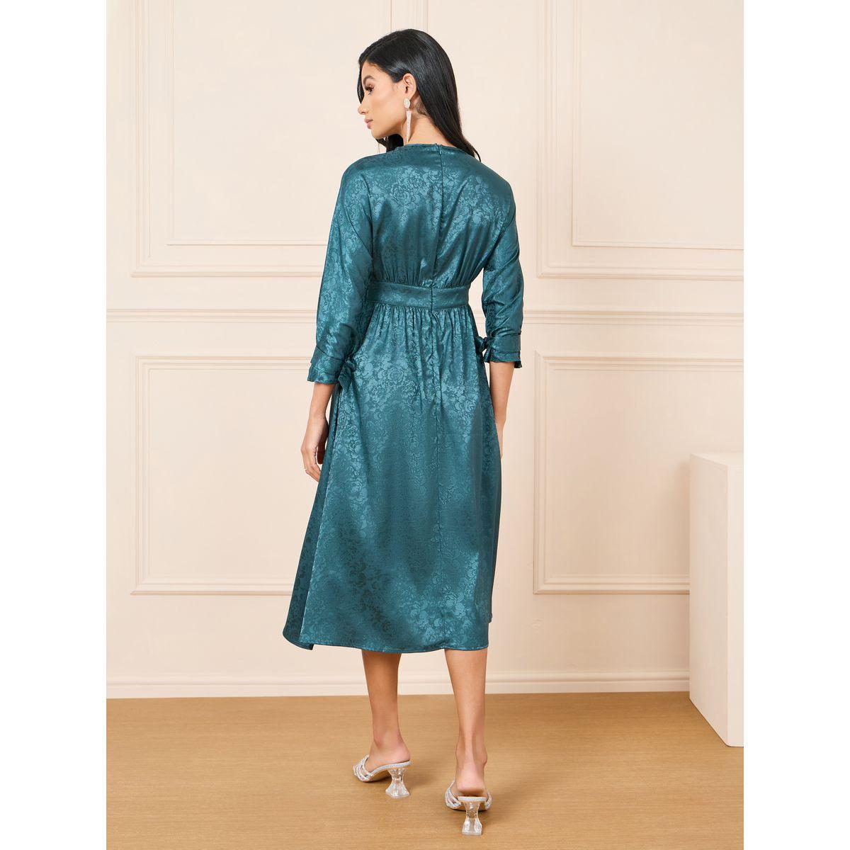 فستان ميدي مطبع بنسيج جاكار مع أربطة-women-clothing-dresses-image-4