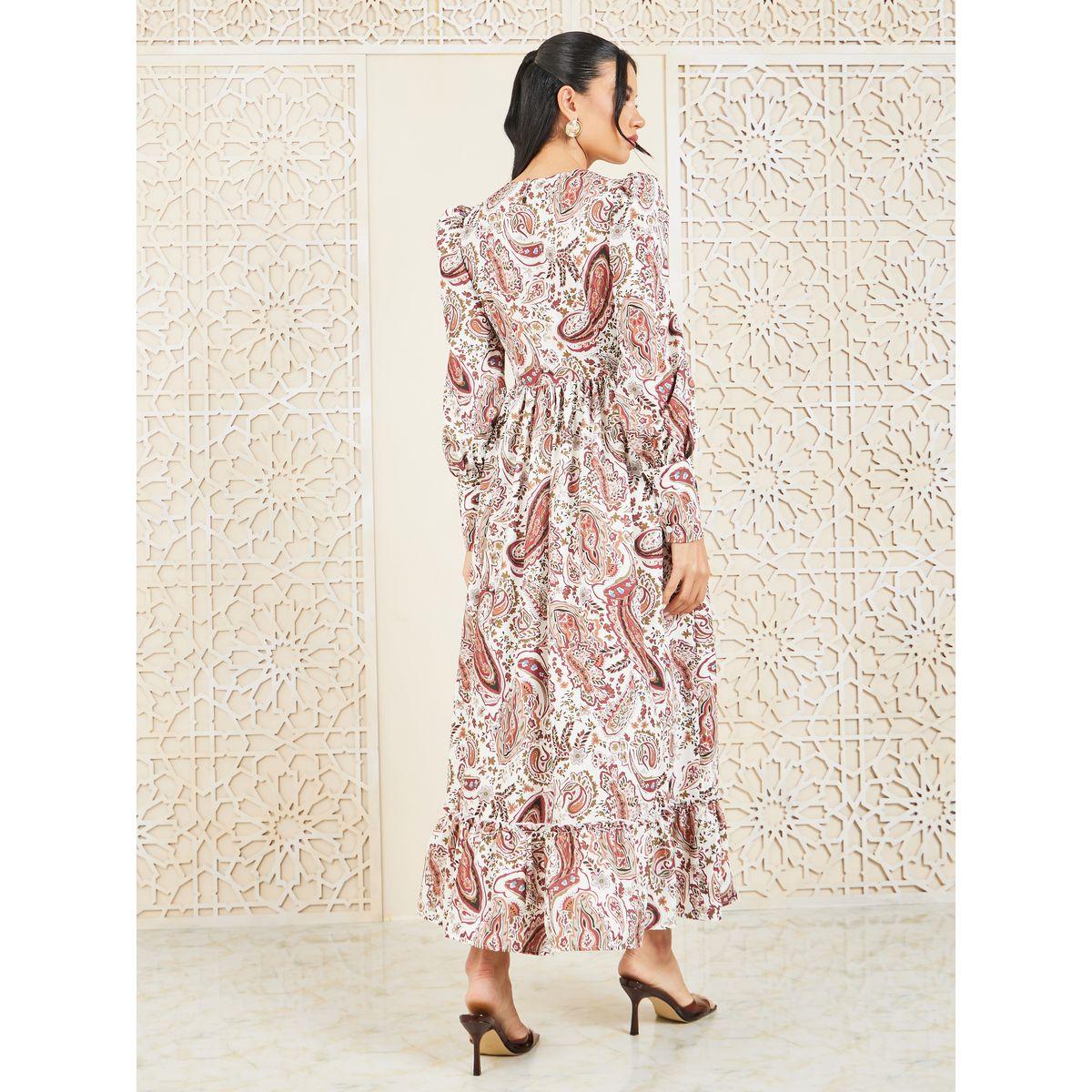 Styli Bohemian Cuffed Sleeve A-Line Maxi Dress-women-clothing-dresses-image-4