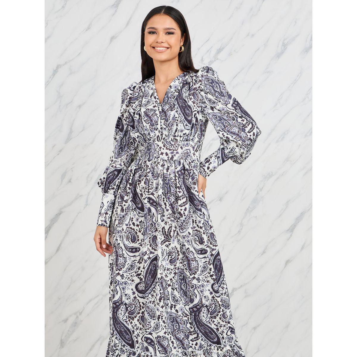 Styli Bohemian Cuffed Sleeve A-Line Maxi Dress-women-clothing-dresses-image-2