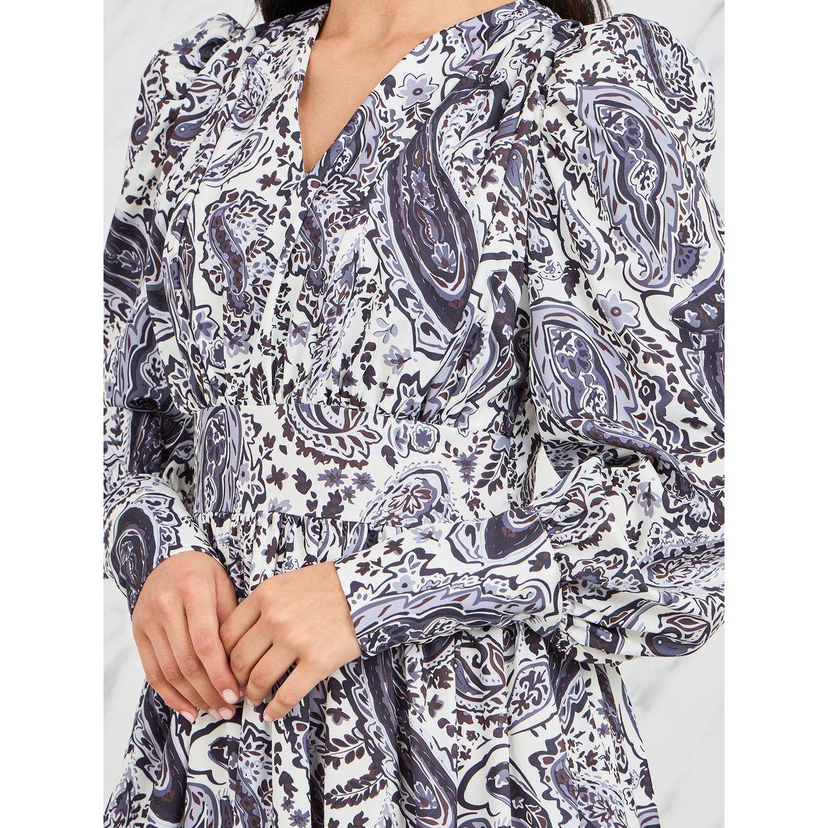 فستان طويل بطبعة بوهيمية مع اكمام بأساور-women-clothing-dresses-image-3