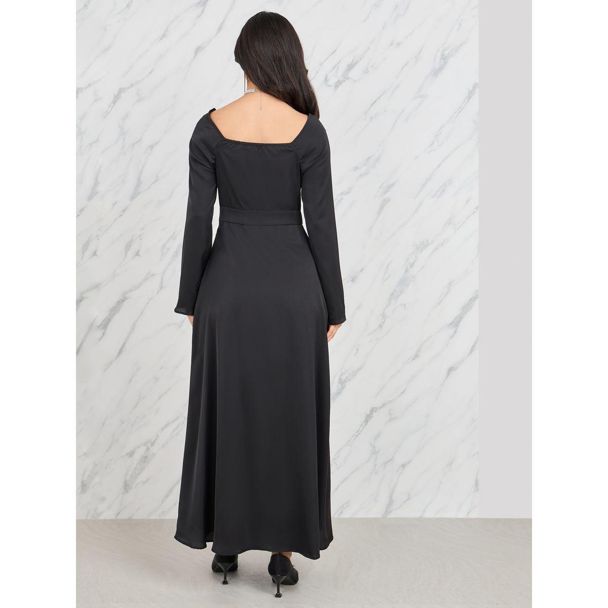فستان ميدي بياقة واسعة وتفاصيل مُحاكة-women-clothing-dresses-image-4
