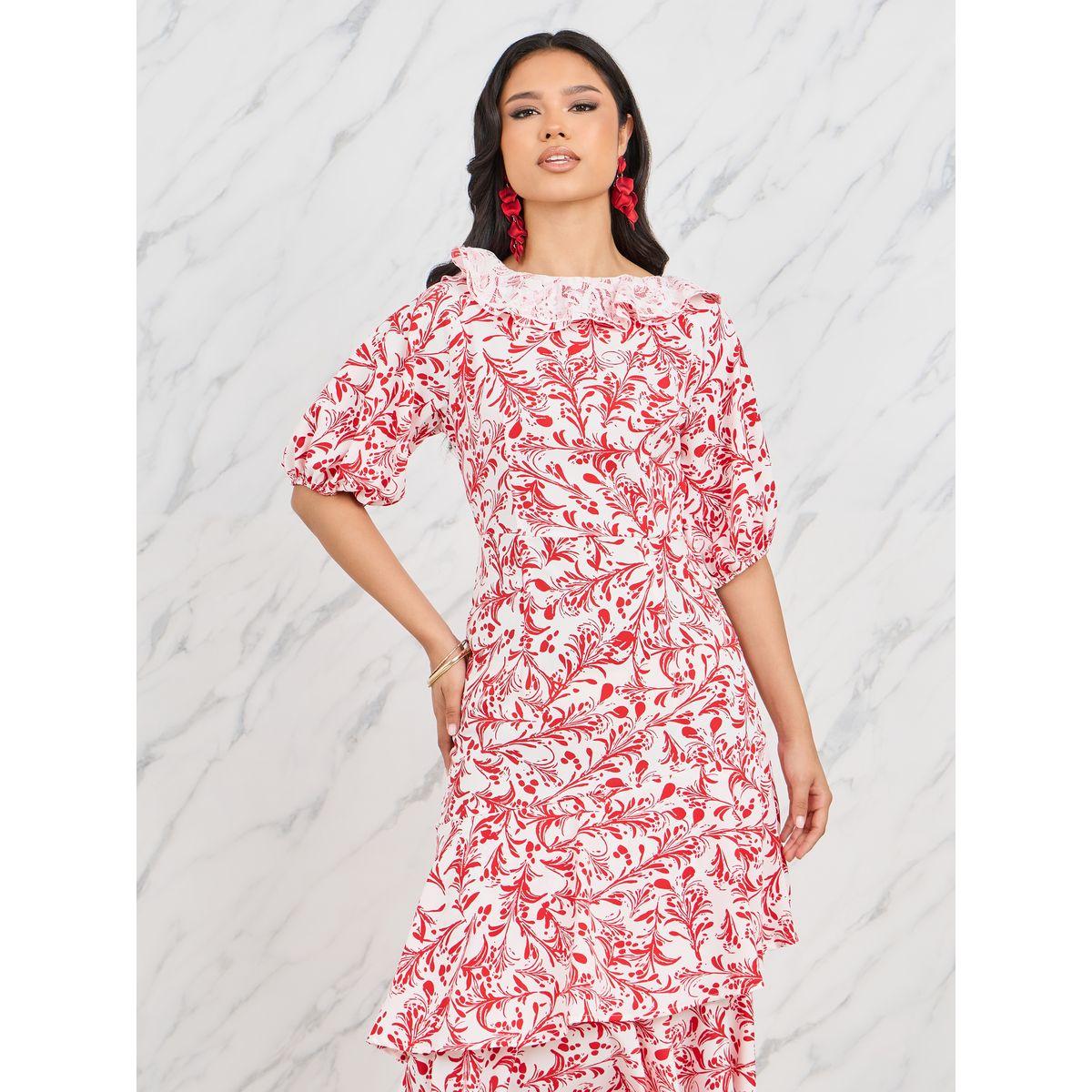 Styli Floral Print Ruffle Tiered Midi Dress-women-clothing-dresses-image-2