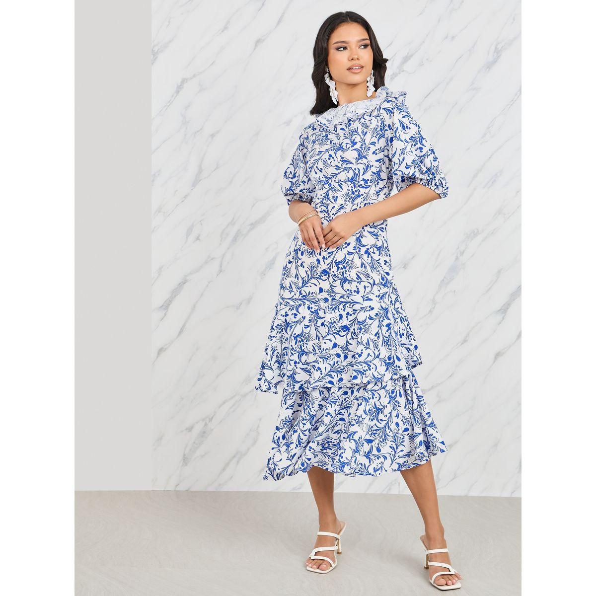 فستان ميدي بكسرات واكمام طويلة-women-clothing-dresses-image-1
